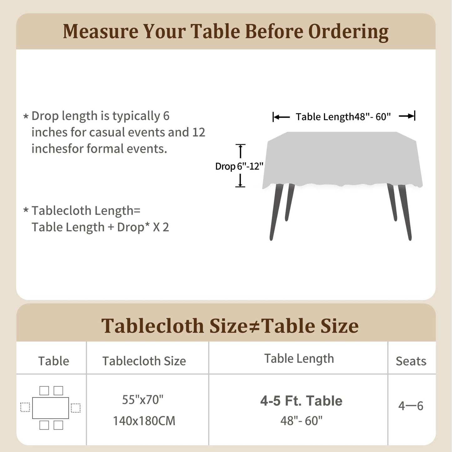 Laolitou Rustic Tablecloth Cotton Linen Waterproof Tablecloth Burlap Table Cloths for Kitchen Dining Cloth Table Cloth for Rectangle Tables Coffee Lines Rectangle,55''x70'',4-6 Seats