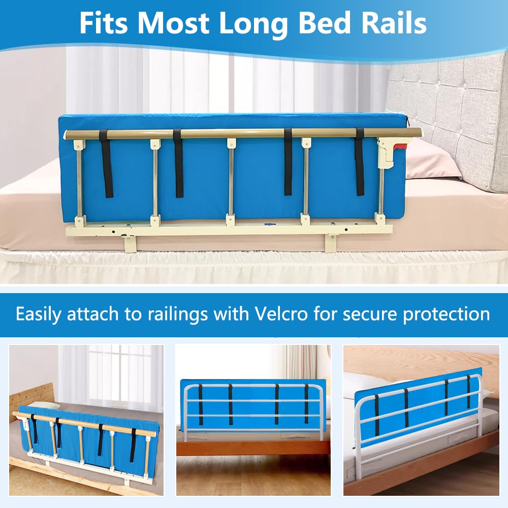 Bed Rail Padding Hospital Pads for Elderly Adults Bedside Rails Seniors Safety Railings Cushion Medical Assist Bumper Covers 48''x 15''x 0.8''(1 Pair)