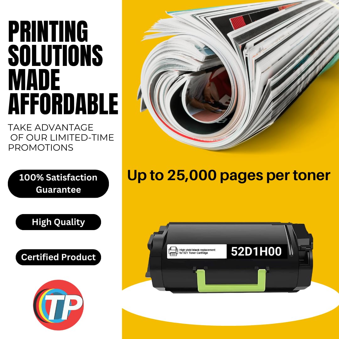 TonerParts Replacement 52D1H00, 521H Toner Cartridge 25000 Pages for Lexmark MS710n, MS711, MS711dn, MS810, MS810n, MS810dn, MS810de, MS811, MS811n, MS811dn, MS811dtn, MS812, MS812dn, MS812de Printers
