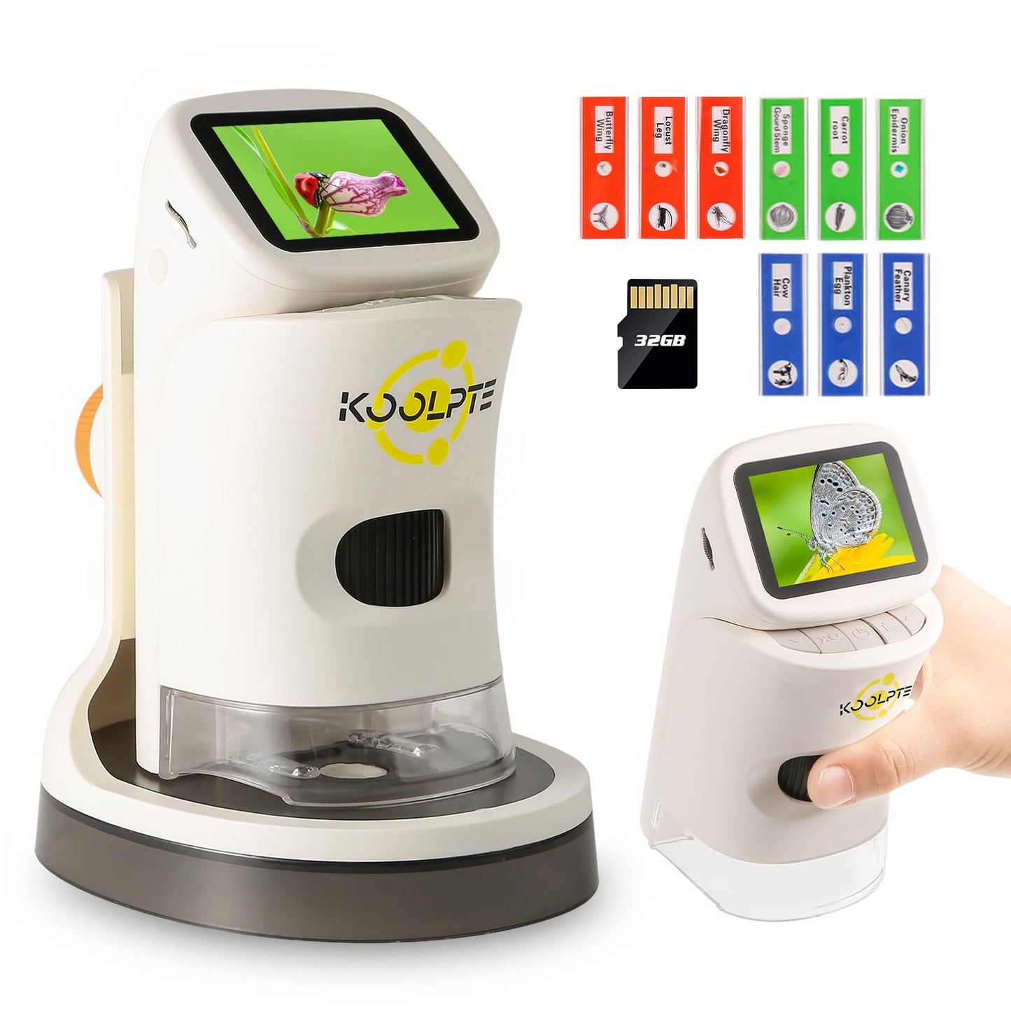 Microscope for Kids 1000X 4K with 2" Screen - Handheld Kids Micorscope Digital Microscope | Science Kit for Ages 8-12 | 6 LED Lights, Slides Set & 32GB Card | Educational Birthday Gifts for Boy Girl