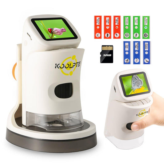 Microscope for Kids 1000X 4K with 2" Screen - Handheld Kids Micorscope Digital Microscope | Science Kit for Ages 8-12 | 6 LED Lights, Slides Set & 32GB Card | Educational Birthday Gifts for Boy Girl