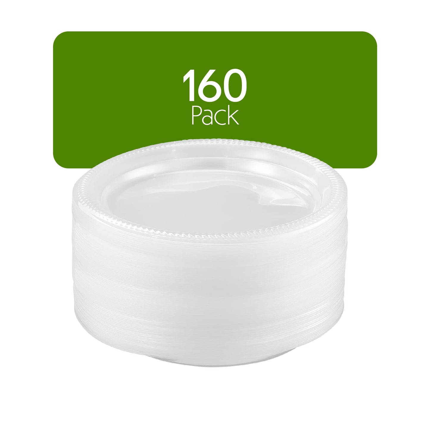 PLASTICPRO 160 Pack Clear Plastic Plates 9 Inch Bulk Pack Durable Disposable Plastic Dinner Plates for Parties Events BBQ