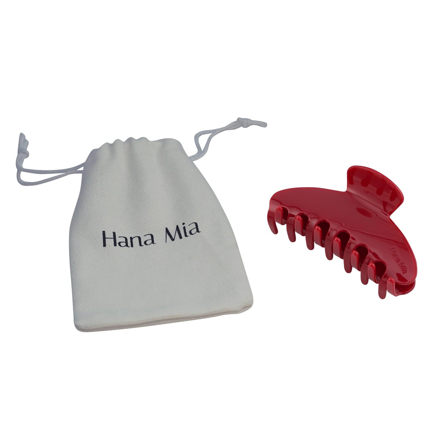 Hana Mia premium durable acetate hair claw - cute clip for thick or thin hair | large claws | 4 inch red claw clip for women (red)