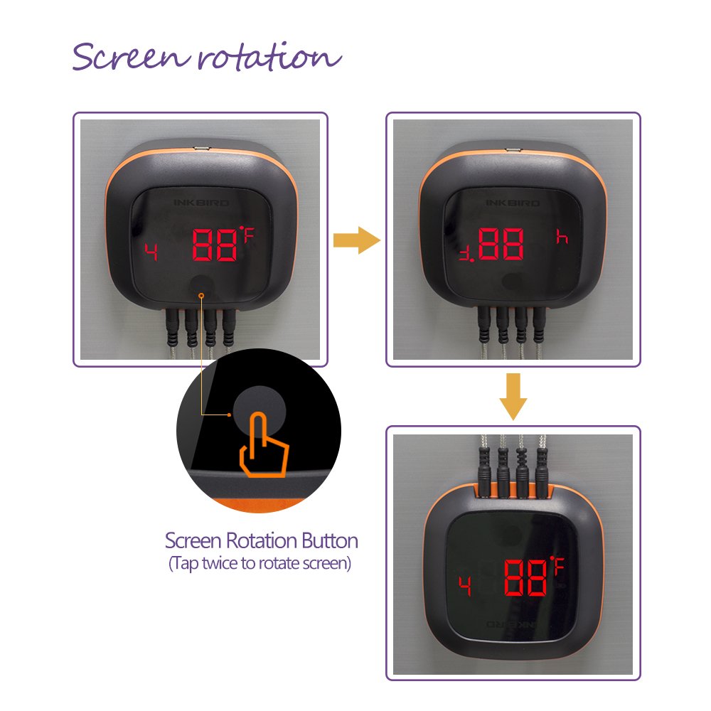 INKBIRD IBT-4XS BBQ Thermometer Bluetooth Meat Thermometers, 150ft Wireless Meat Thermometer with 4 Probes, Meat Thermometer Wireless Probe for Smoker Grill Oven Kitchen Cooking