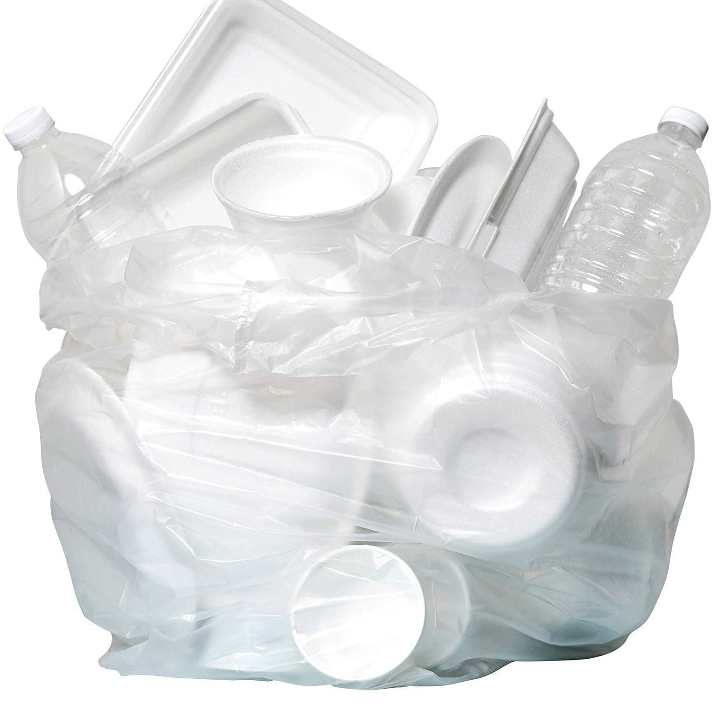 Aluf Plastics - Trash Bags, 45 Gallon, 22 Mic (eq), 39"x46", Clear, 250 Count (10 Rolls of 25)