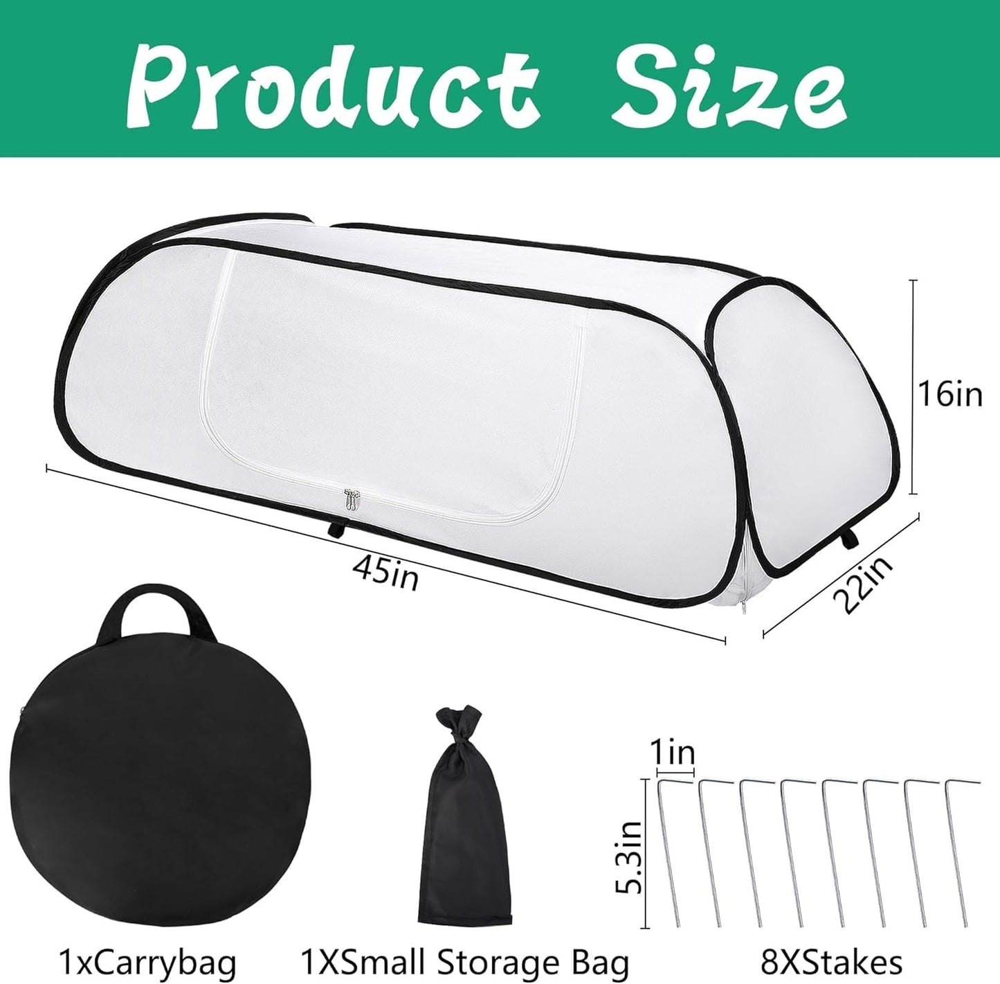 2Pcs Winter Garden Row Plants Covers - 45x22x16 Garden Raised Beds Vegetable Rows Covers - Cold-Proof Winter Pop Up Freeze Protection Accelerator Cover for Seedlings Flowers Snow Frost Protection