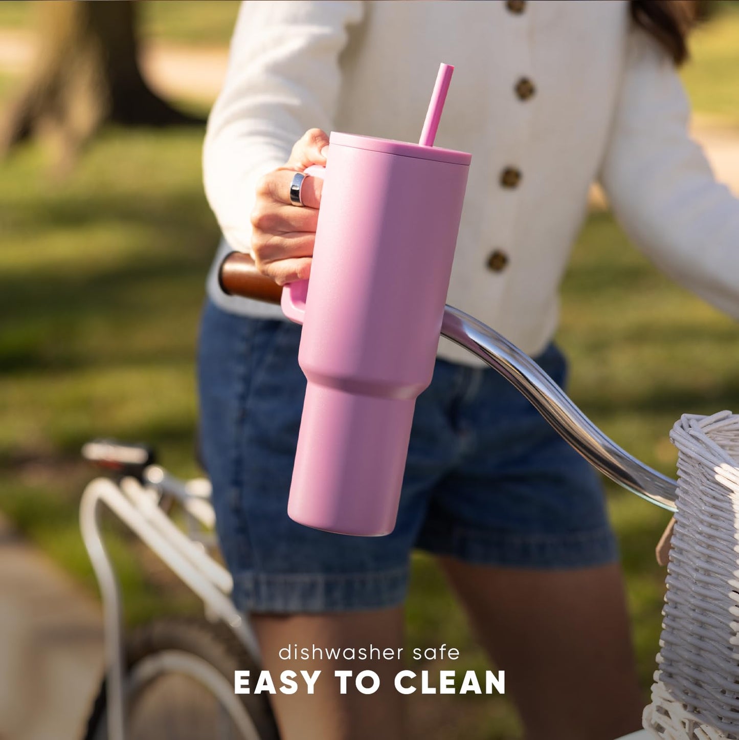 Simple Modern 40 oz Trek Tumbler with Handle and Straw | Insulated Stainless Steel Water Bottle Iced Coffee Cup Travel Mug | 40 oz | Lavender Mist