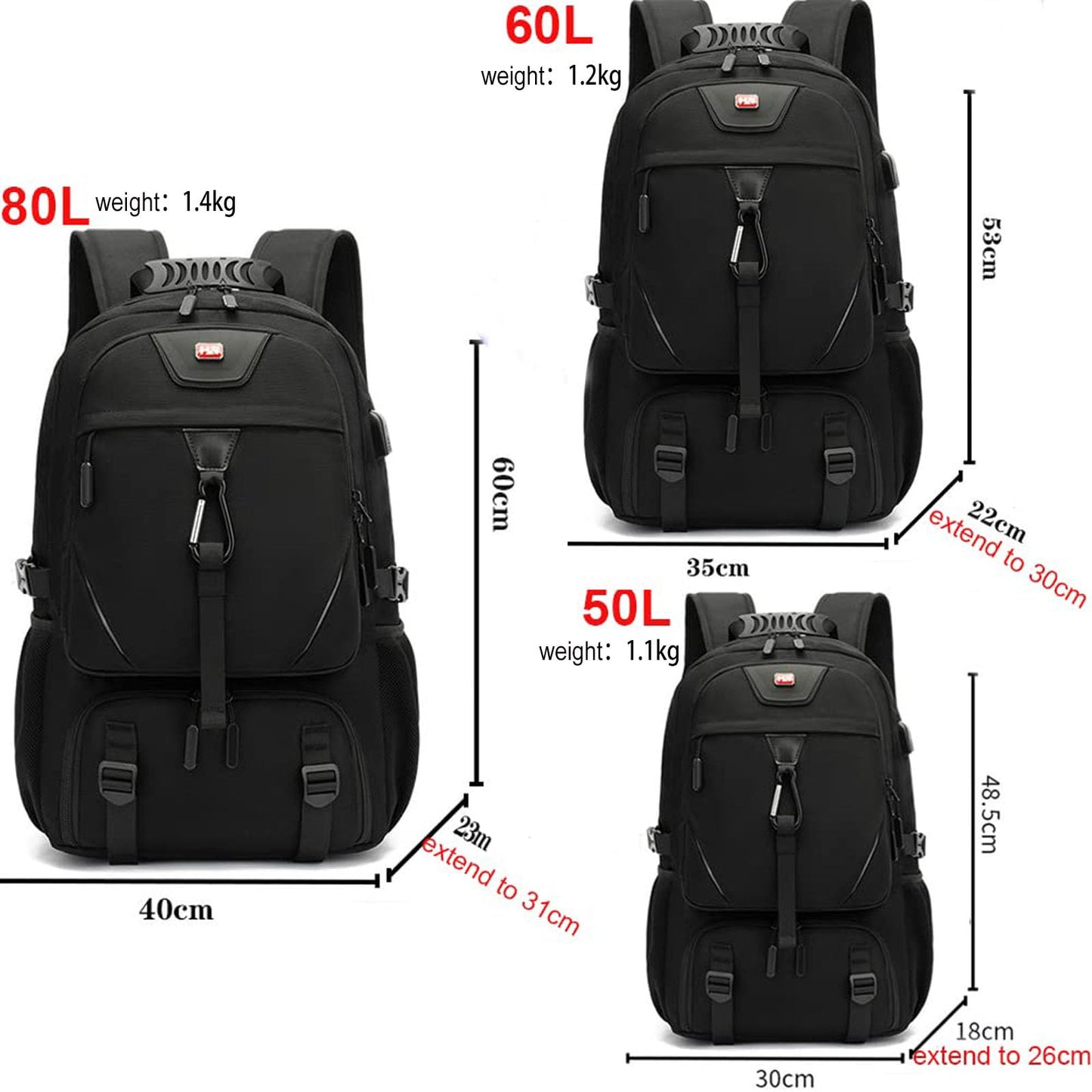 Aikelai Large Travel Backpack with Shoe Compartment, Business Carry On Backpacks for Men Women, Laptop Backpack with USB Charging Port(80L)