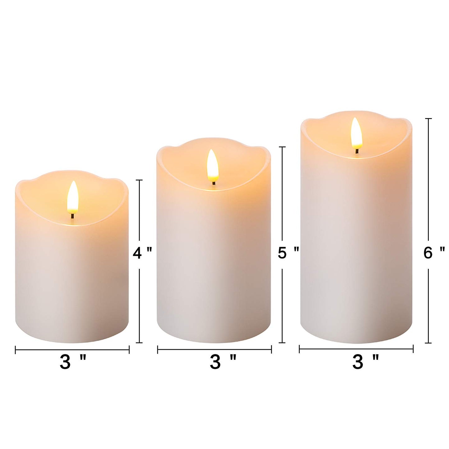 Eywamage White Flameless Pillar Candles with Remote, Realistic LED Candles Battery Operated Real Wax Flickering Set of 3