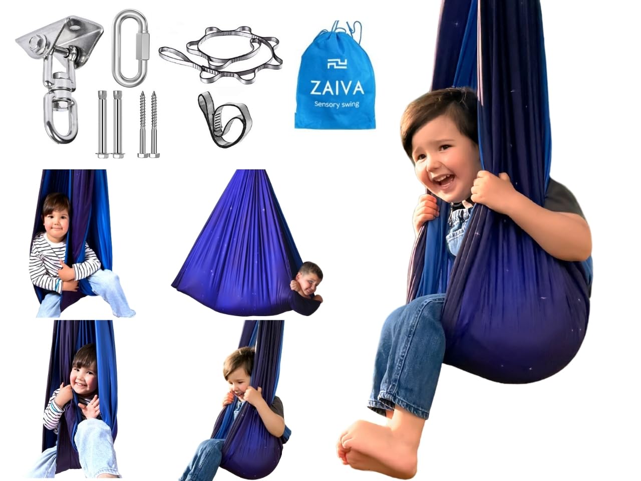 Sensory Swing for Kids Indoor Outdoor - (Hardware Included) 360° Rotating Dual Layer Therapy Hug Swing Calming Yoga Swing for Children with Autism, ADHD, Sensory Processing Disorder and Autism