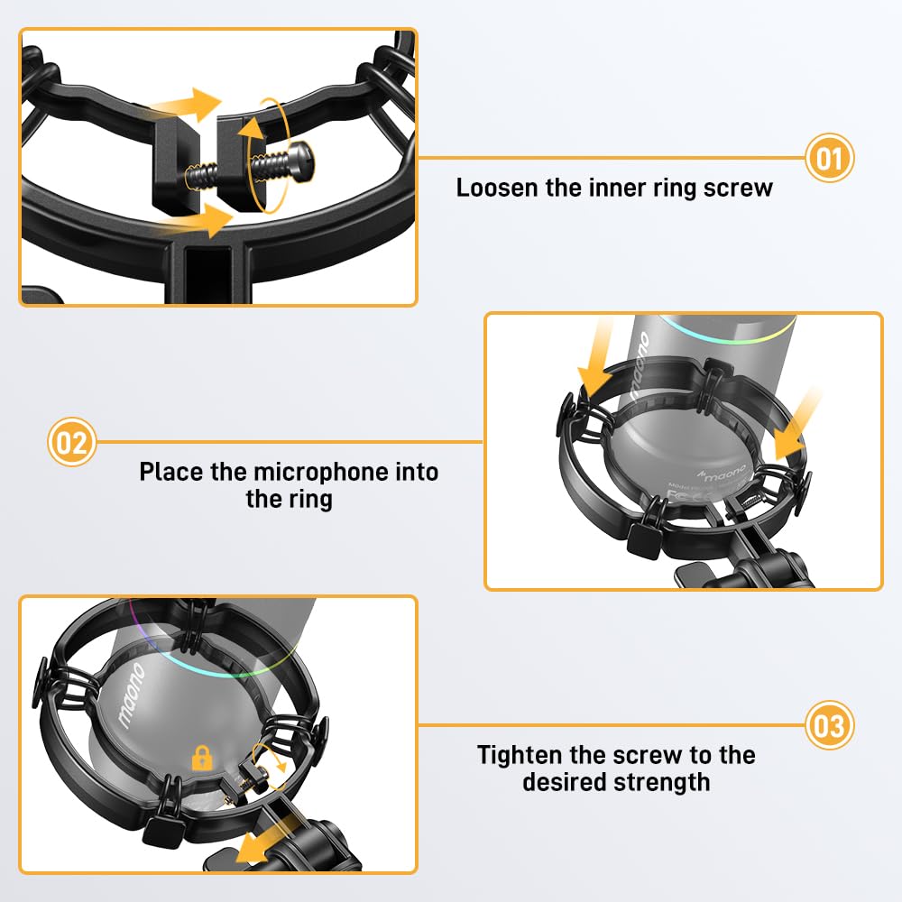 MAONO PD200X Shock Mount - Microphone Mounts Reduce Vibration Noise