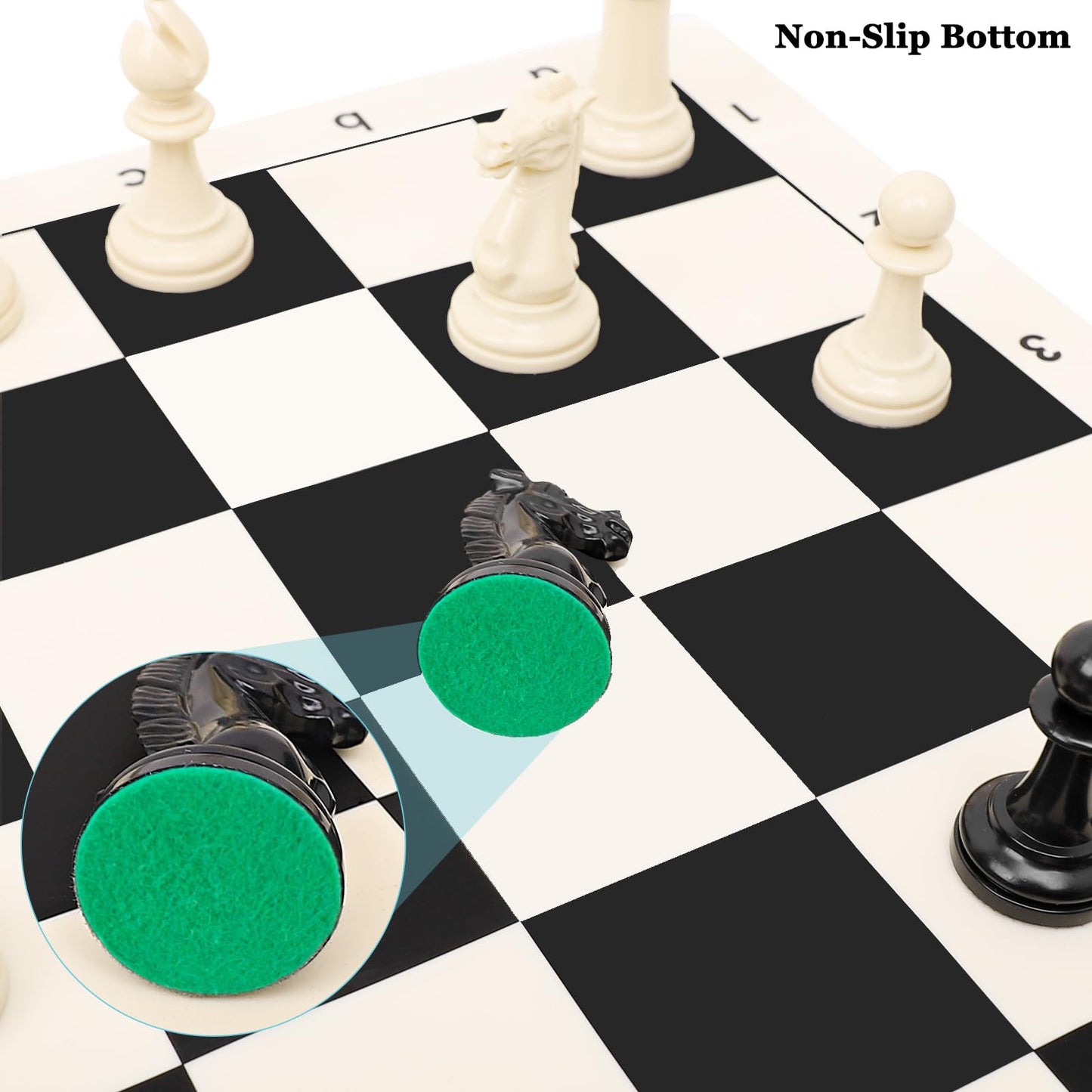 Chess Set - Tournament 20inch Silicone Chess Board, 3.5" King Height Weighted Staunton Chess Pieces with 2 Extra Queens, Professional Portable Chess Set with Storage Bag