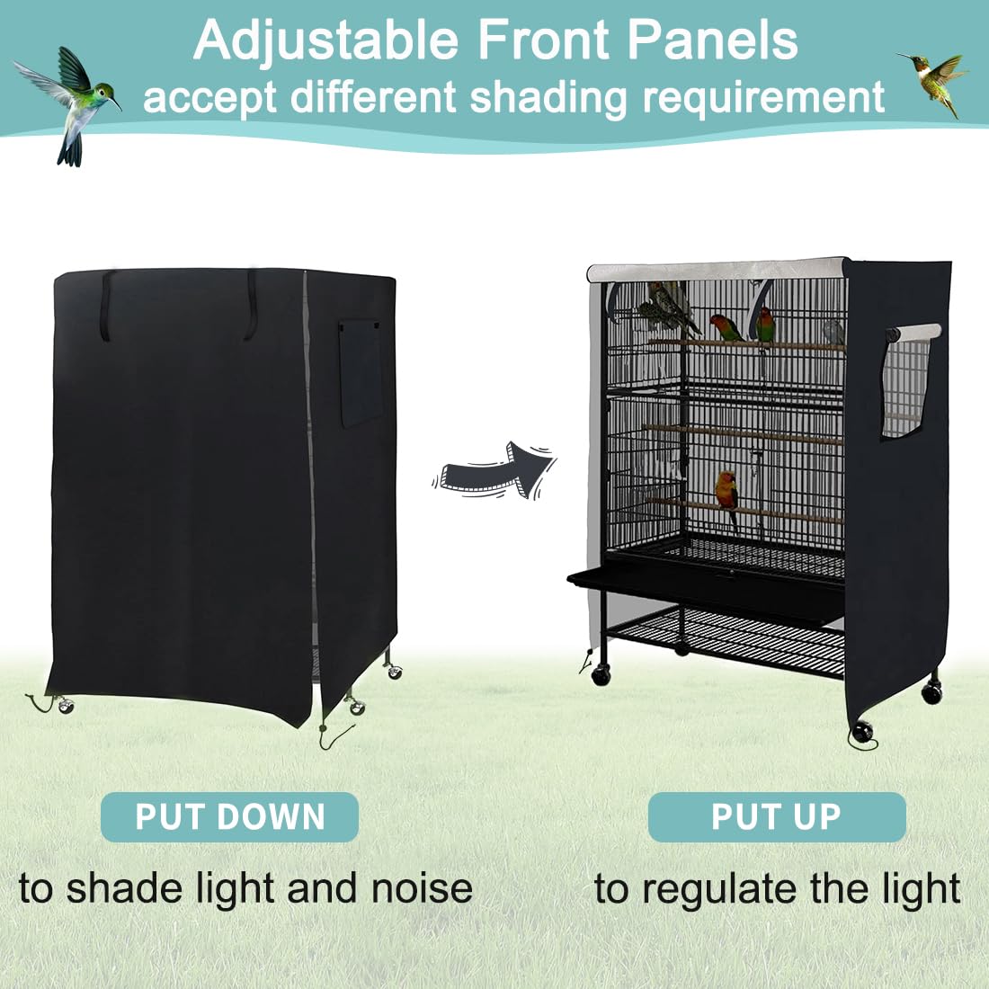 DECKALY Universal Bird Cage Cover, Black, L - 31”L×22”W×41”H, Sunlight & UV Protection, Waterproof, Fits Most 2-Tier Pet Cages
