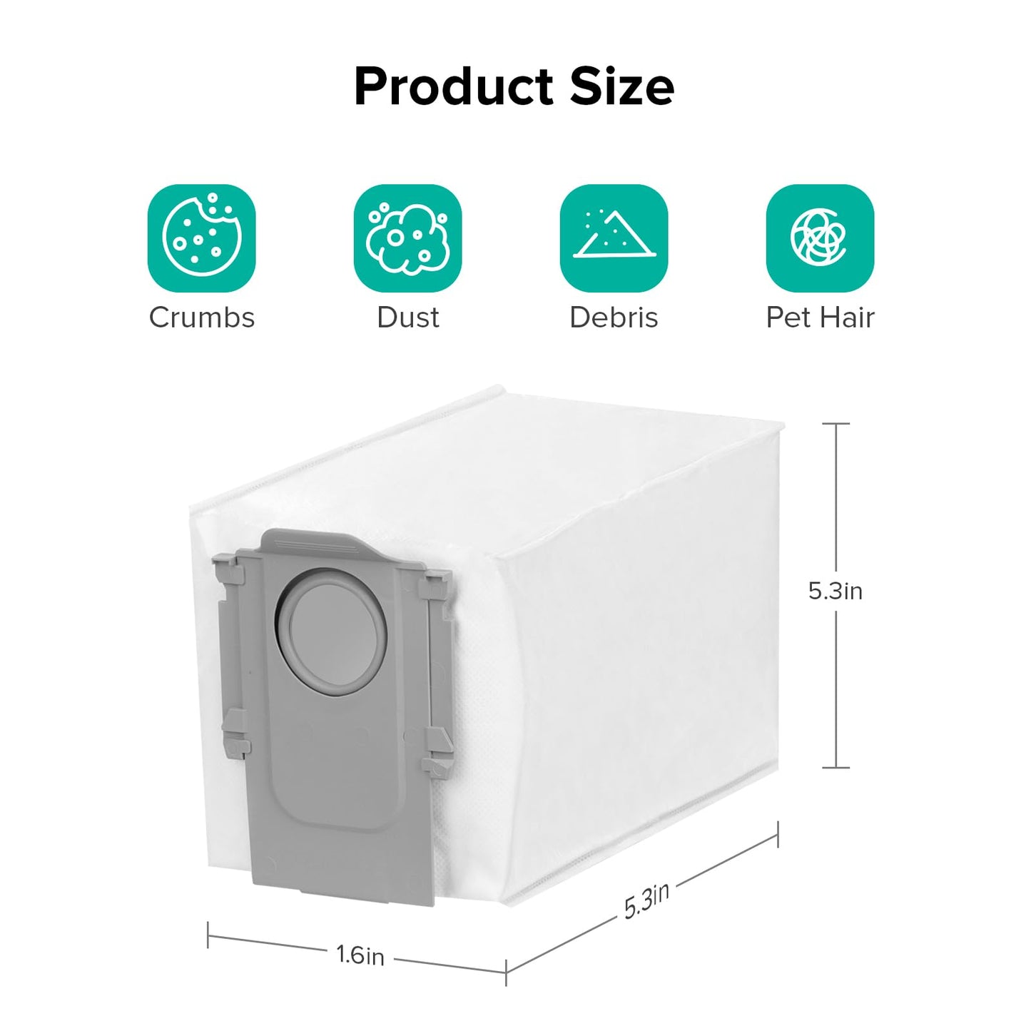 roborock 6 Packs Disposable Dust Bags for Qrevo S Pro, Qrevo S5V, QV 35A QRevo series, S8 Max(V) Ultra, QrevoMaxV, QrevoPro, Qrevo Curv, Qrevo Curv S5X, Qrevo Edge, Saros 10 Robot Vacuum