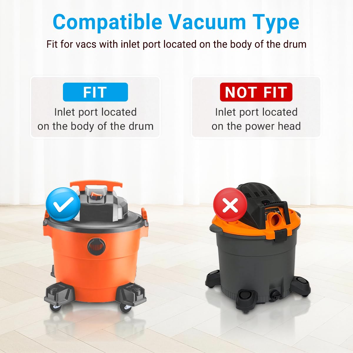 Zibopon VF3503 Vacuum Bags Compatible with Ridgid 5 to 10 Gallon Wet/Dry Vacs, Size B(10 Pack)
