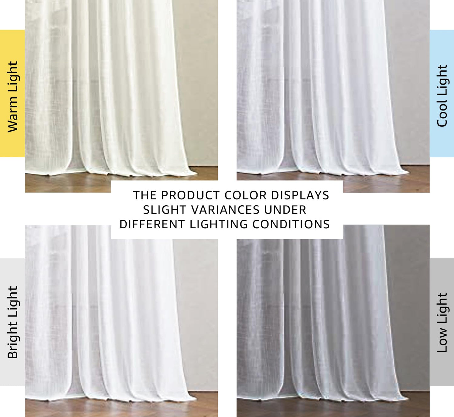 NICETOWN Linen Textured White Sheer Curtains 84 inches Long for Living Room, Semi Sheer Voile Panels Rod Pocket & Back Tab Design Translucent Privacy Protect for Bedroom/Kitchen, 52W x 84L, Set of 2