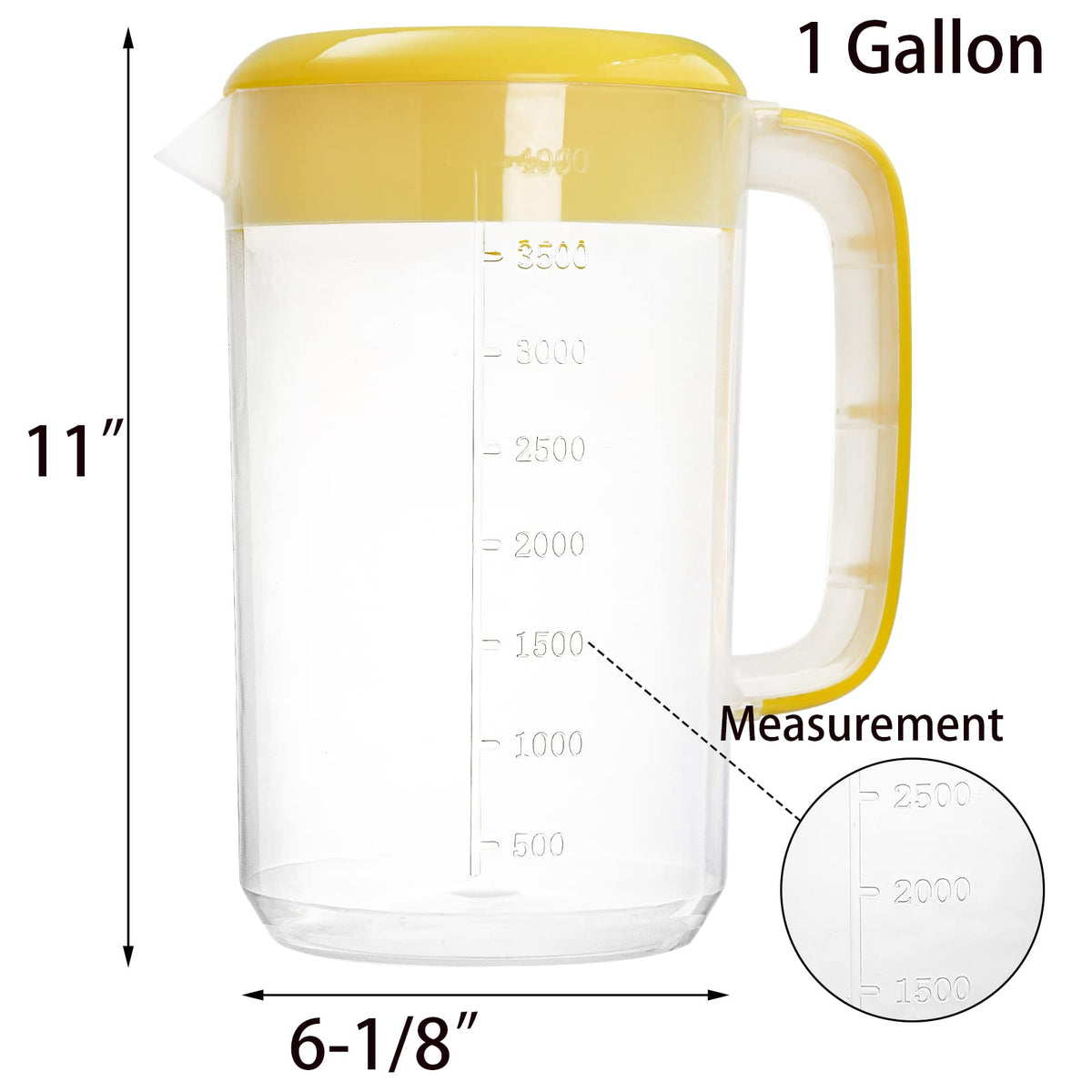 Jucoan 2 Pack 1 Gallon/4L Plastic Straining Pitcher, Large Water Carafe Drink Pitcher Jug Clear Ice Tea Maker Beverage Pitcher Perfect for Ice Tea, Lemonade