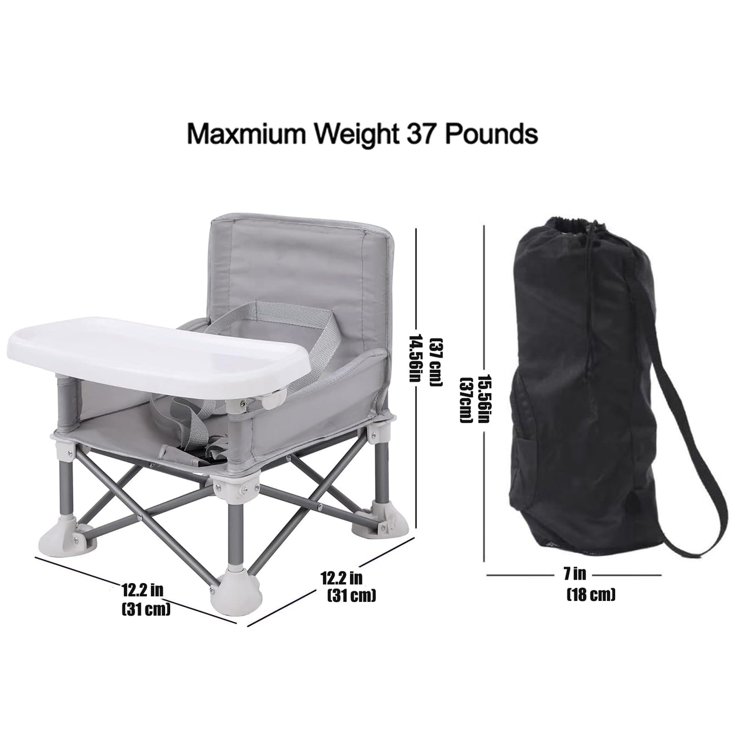PandaEar Portable Baby Seat Travel Chair| Compact Fold with Straps for Indoor/Outdoor Use| Great for Camping, Beach, Lawn |Toddlers, Kids, Boys, Girls (Neural Seat)