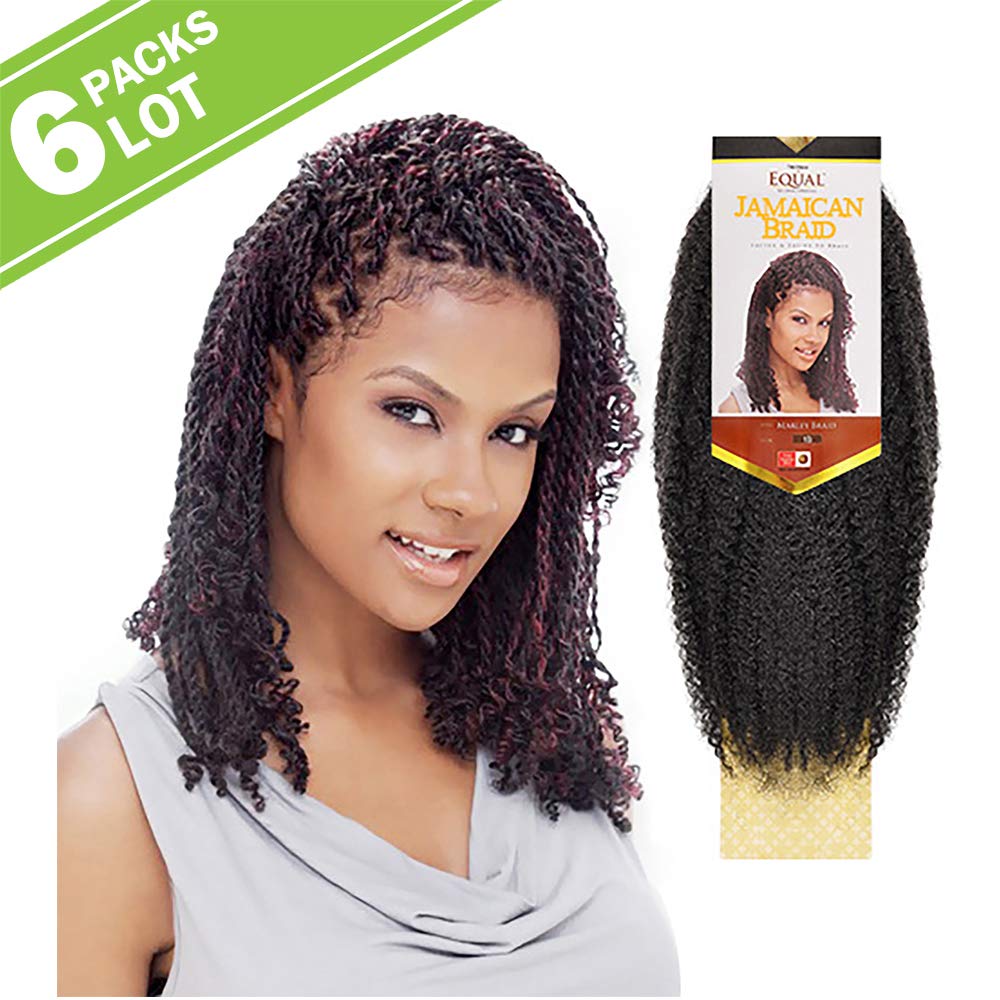 6 PACKS/LOT FreeTress Equal Synthetic Hair Braids Marley Braid (Jamaican Twist Braid) (1B)