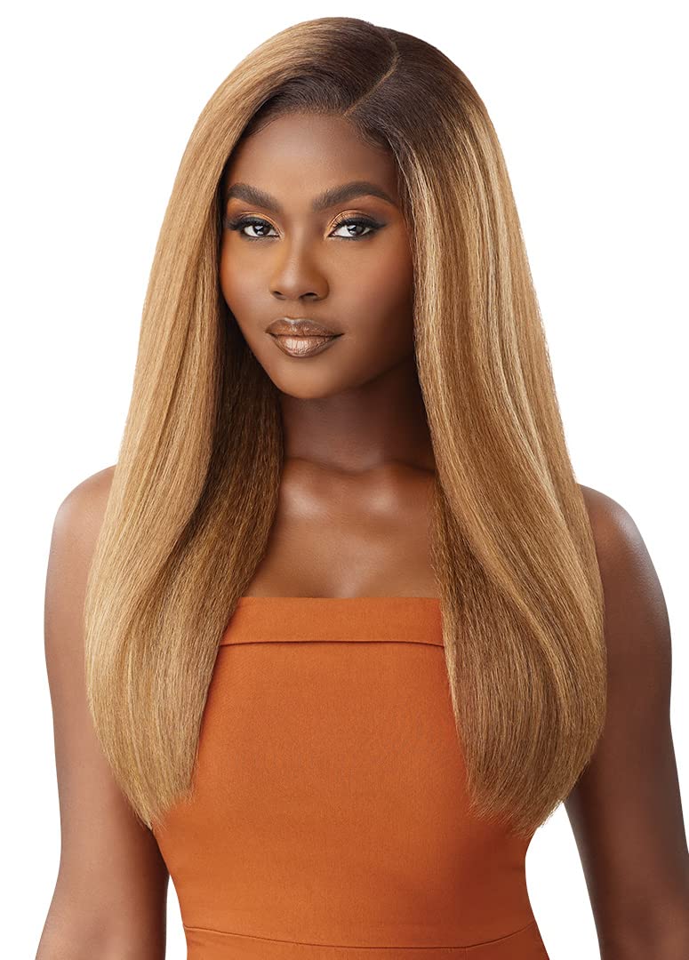 Outre Human Hair Blend 5x5 Lace Closure Wig - HHB-Kinky Straight 24" (Color:1B OFF BLACK)