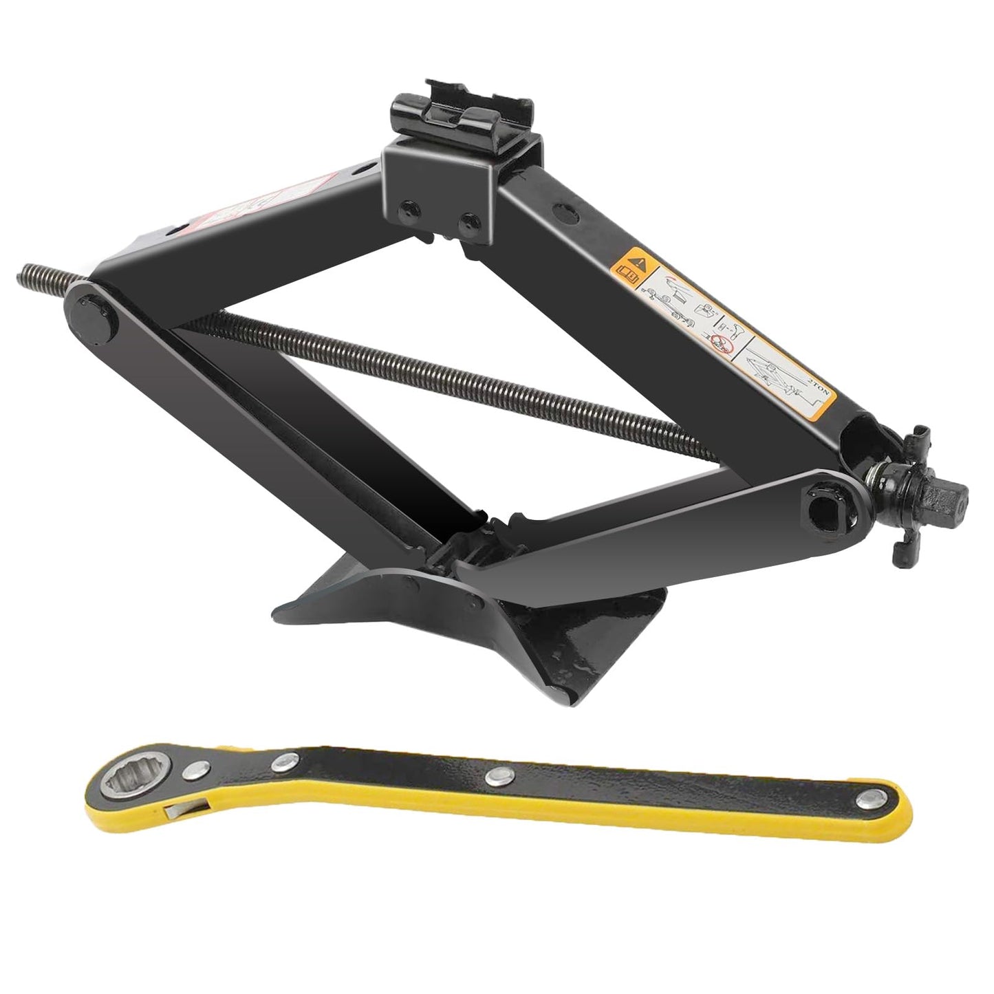 Allucky Scissor Lift Jack kit Heavy Duty Lifting Scissor Jack Tire Replacement Tool with Hand Crank Tire Tool Kit Universal Car Emergency Kit (2T-Base Enlarged)