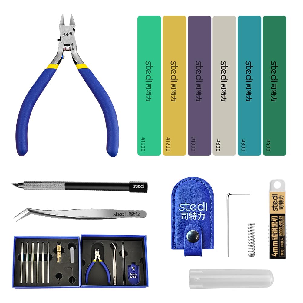 stedi Model Tools Kit for Beginners 9 PCS, Modeler Professional Basic Tools Craft Set Hobby Making Tools for Gundam, Miniature Military Model, 3D Resin Parts