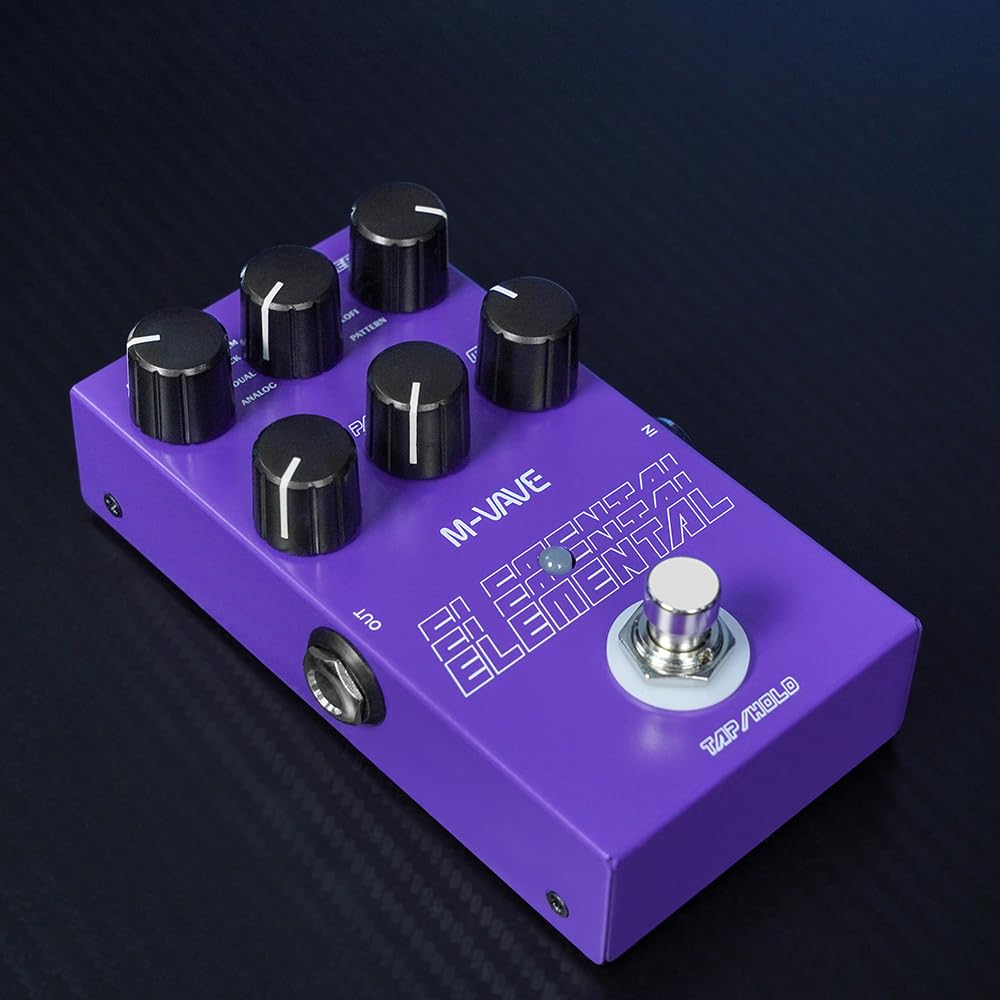M-VAVE ELEMENTAL Digital Delay Pedal - 9 Modes, 3000ms Psychedelic Delay, Artistic Design, Dual Power Supply, TAP/HOLD Modes for Guitar/Keyboard