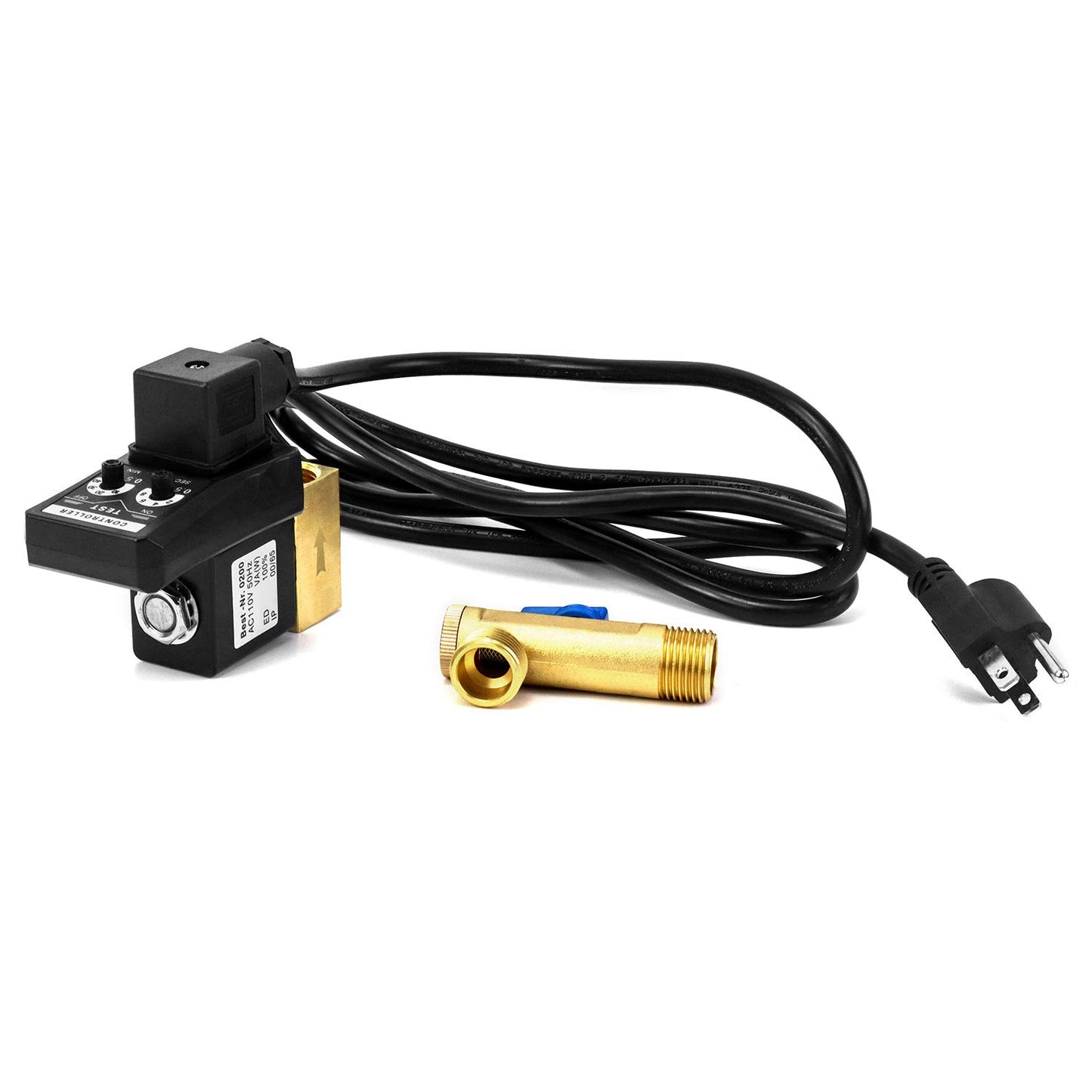 QWORK Automatic Timed Condensate Drain Valve, 1/2" AC 110V 2-Way Direct-Acting Drain Valve US Plug