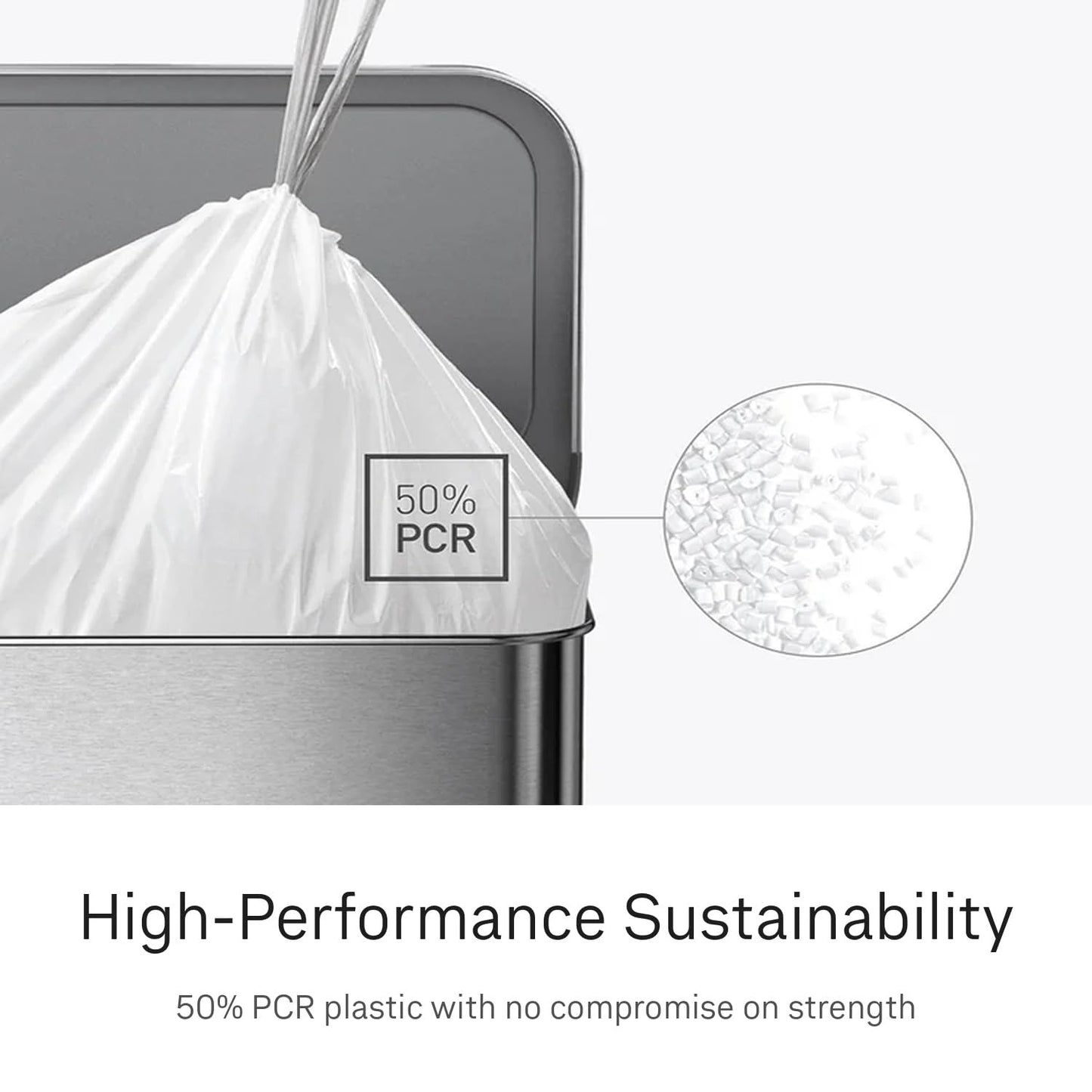 simplehuman Code C 200 Count, Dispenser Pack Custom Fit Liners, Drawstring Trash Bags, 10-12L / 2.6-3.1 Gallons, White