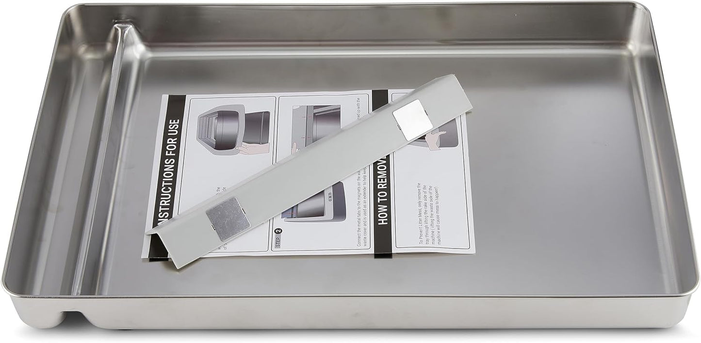 COSPARX Stainless Steel Reusable Litter Tray Compatible with Pet-Safe Scoop-Free Self-Cleaning Cat Litterbox - Never Absorbs Odor, Stains, or Rusts - Easy Cleaning Litter Tray Replacement