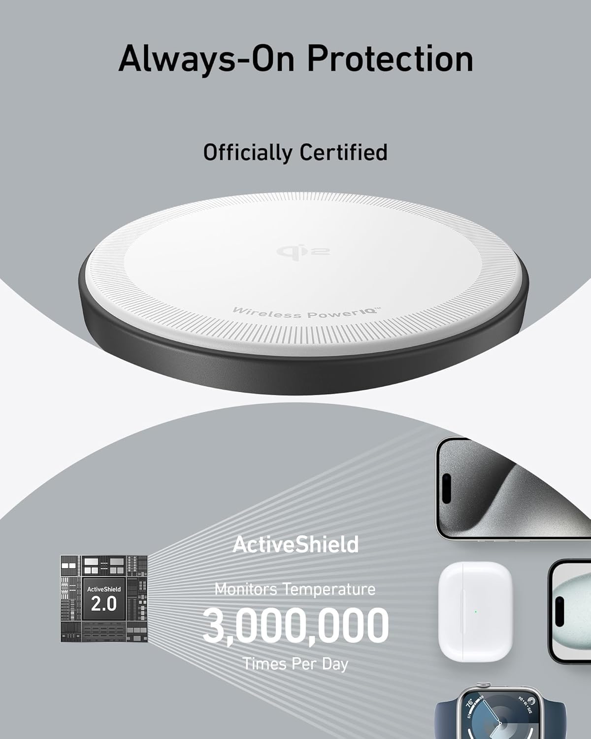 Anker MagSafe Charger Stand, iPhone 17 Wireless Charging Station, MagGo 3 in 1 Charging Station, Qi2 Certified 15W Wireless Charger, Desk Accessory, for iPhone 17/16/15/14/13/12, Apple Watch, AirPods