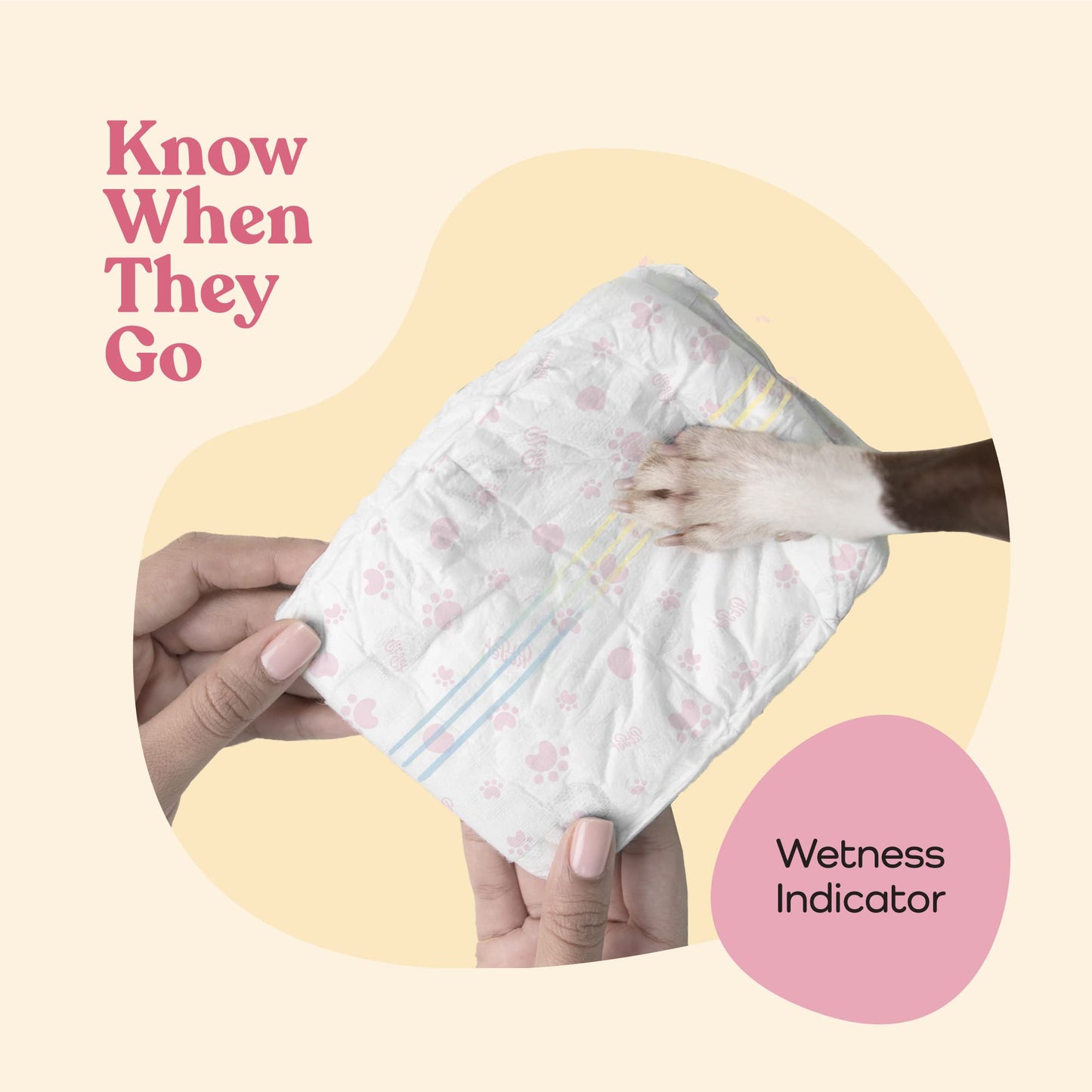 Comfortable Female Dog Diapers - 50-Pack Super Absorbent Disposable Doggie Diapers - FlashDry Gel Technology & Wetness Indicator - Leakproof Diapers for Dogs in Heat, Excitable Urination, Incontinence