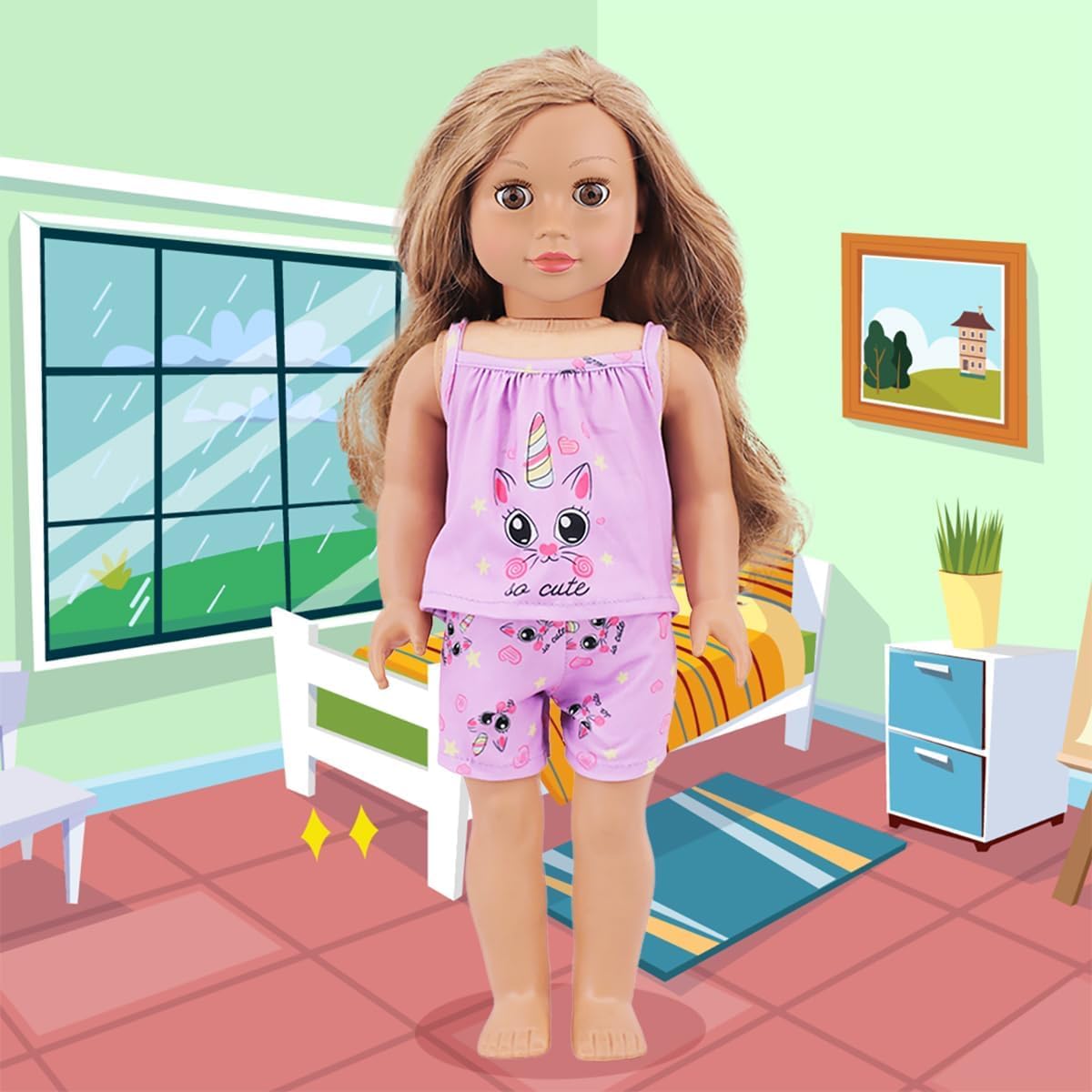 AK KYC 10 Sets American 18 Inch Doll Clothes and Accessories Include Doll Clothing Dress Fit for 18 inch Dolls ( Not Include Doll )