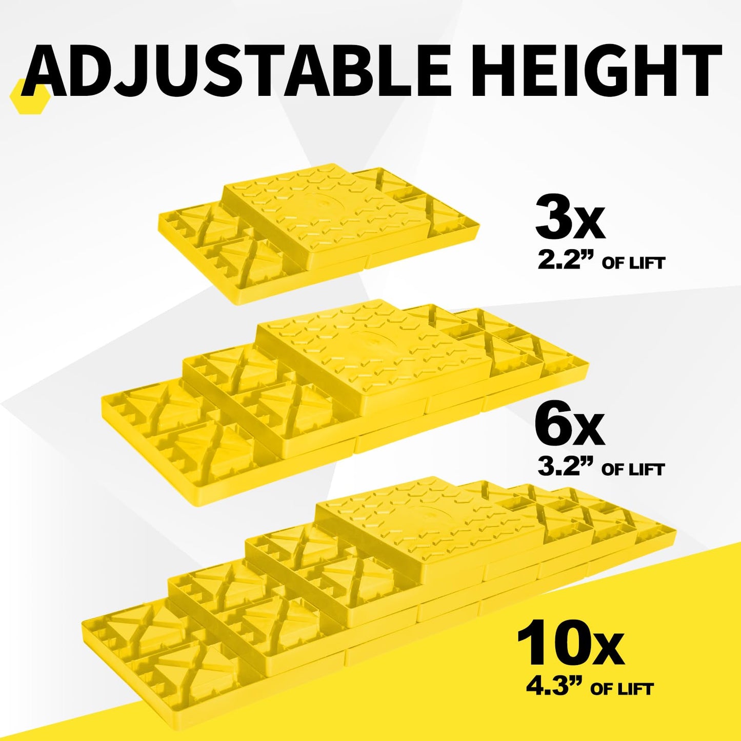 Keltrion Camper/RV Leveling Blocks,12 Packs Suitable for 4 Wheels, Interlocking and Anti-Slip Design with Carrying Bag, Heavy-Duty for Camper Travel Trailer, Yellow