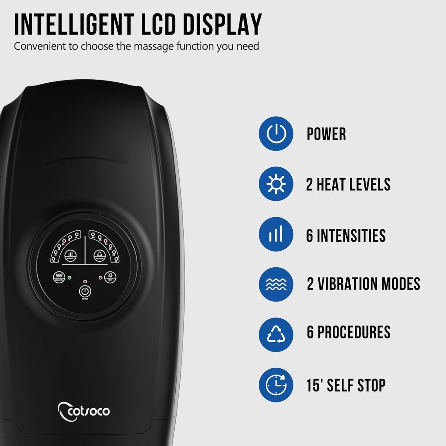 Cotsoco Hand Massager with Heat, 6 Adjustable Levels for Hand, Finger & Wrist, Cordless Electric Massager, Black – Gift for Women & Men