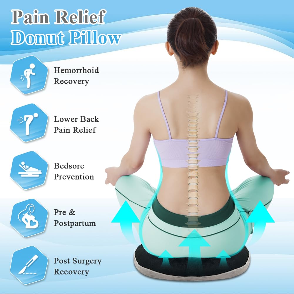Bed Sore Cushion for Butt Donut Pillow for Tailbone Pain Relief Sitting Hemorrhoid Pillows Donut Postpartum Doughnut Pillow Pressure Ulcer Cushion Sitting Medical Donut Seat Cushion After Surgery