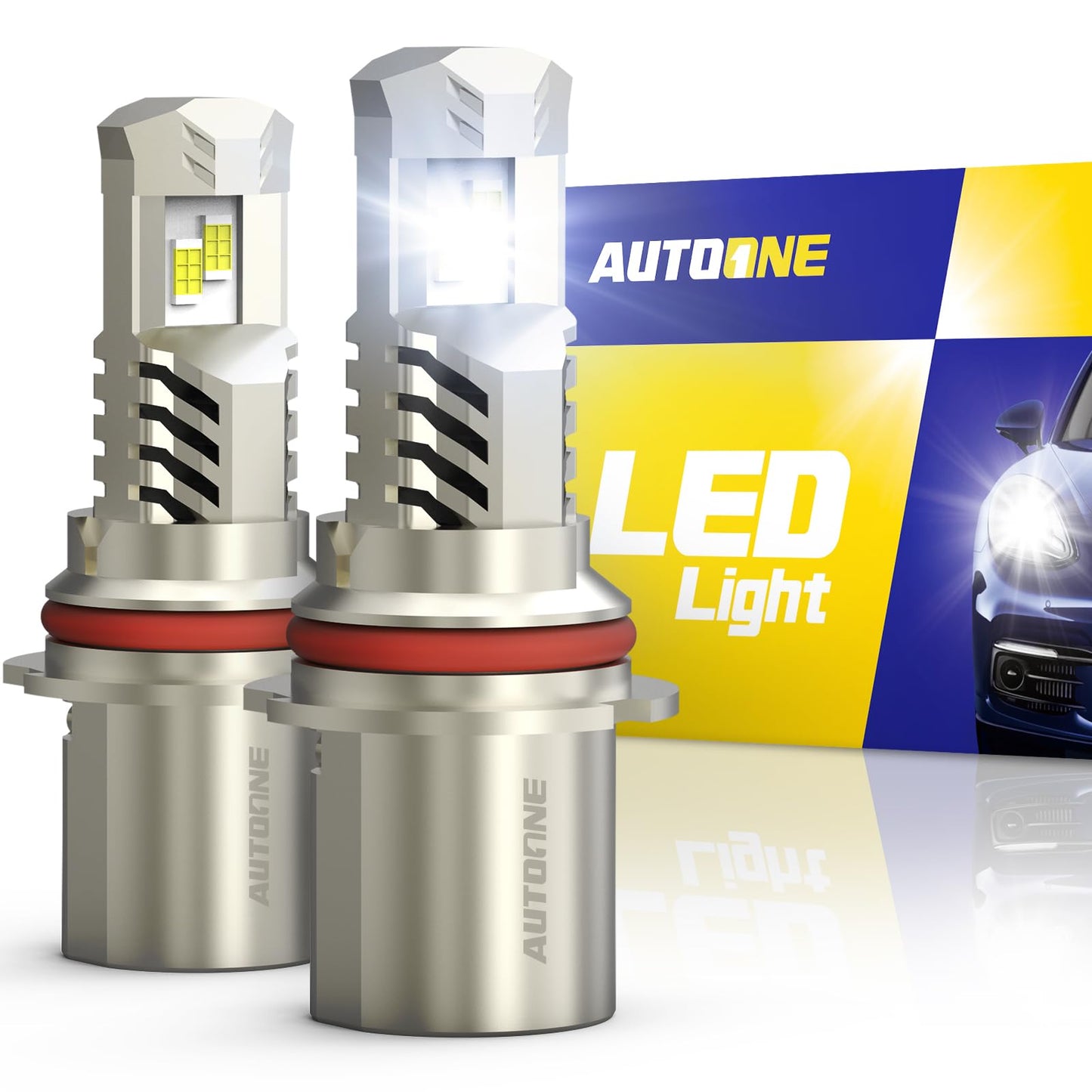 AUTOONE 9007/HB5 LED Headlight Bulbs, 34000LM 6000K White 9007 LED Bulbs Hi/Lo Dual Beam Canbus Headlights Fog Lights Replacement, Plug and Play, Pack of 2
