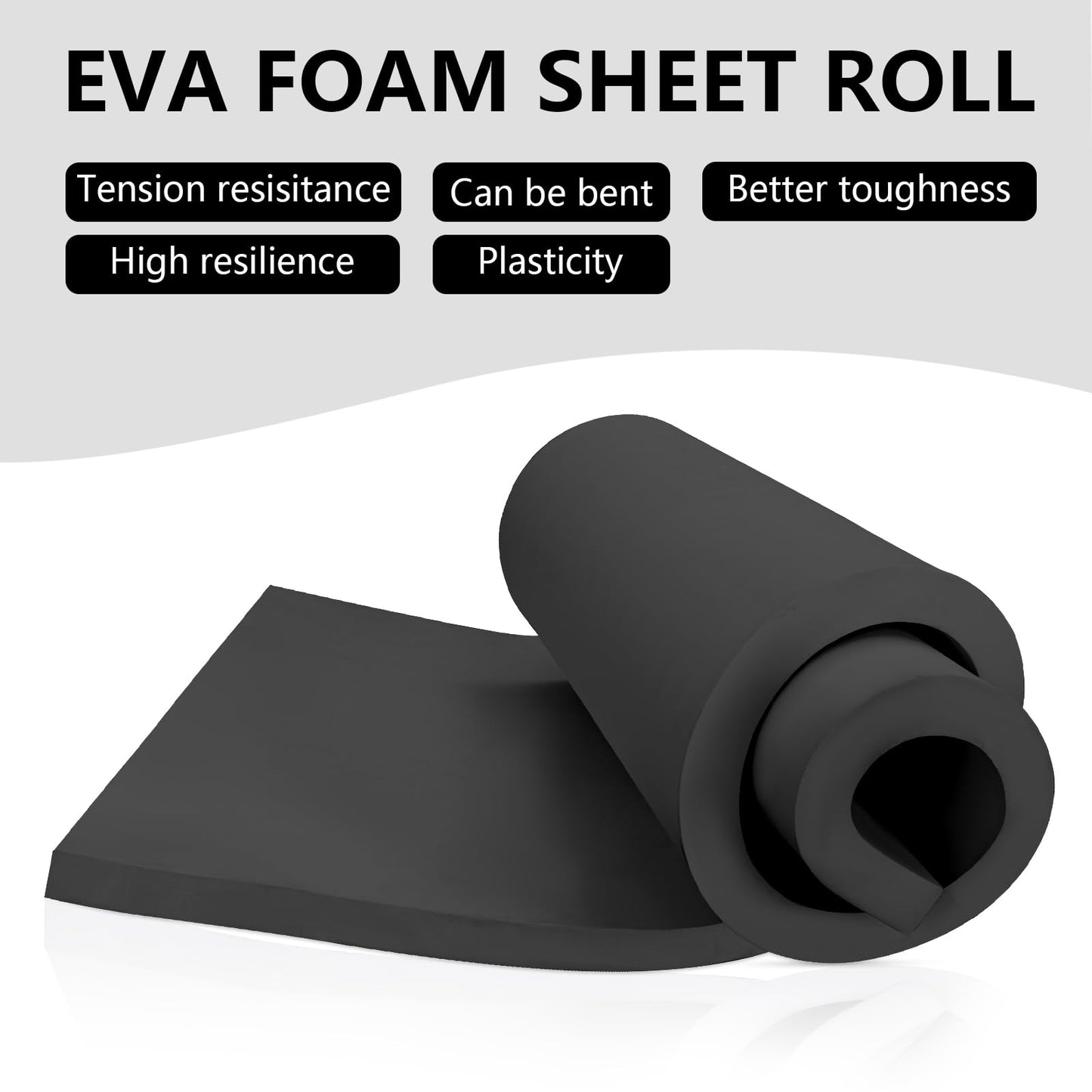 20mm Thick Black Eva Foam Cosplay Sheets roll, 13.9" x 39" Premium eva Craft Foam for Cosplay Costume by MEARCOOH