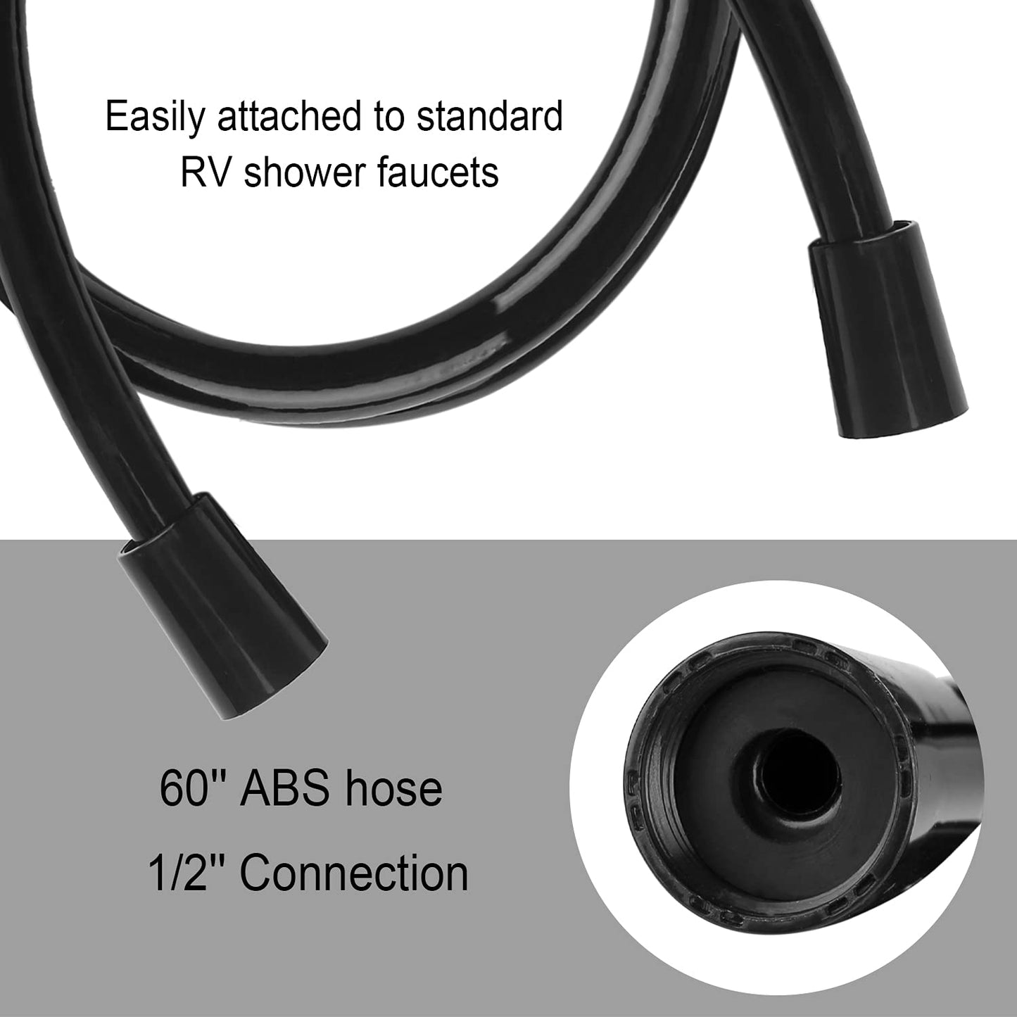 RV Shower Faucet w/Showerhead and Hose Replacement - RV Outside Shower Faucet with On/Off Handheld Shower-Head and Valve Diverter for RVs, Fifth Wheels, Motorhomes, Travel Trailers, Campers - Black