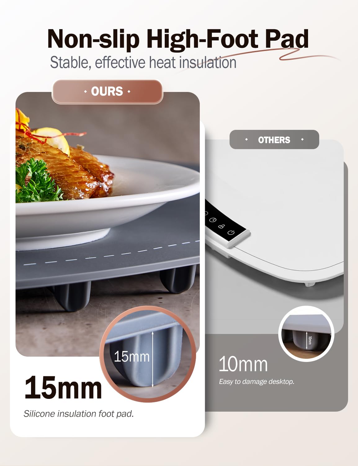 SINOPUREN Electric Food Warming Mat - Fast Heating Silicone Warming Tray, Portable & Roll-Up Design, Waterproof, Perfect for Parties, Buffets, Home & Travel (7 Temp Levels)