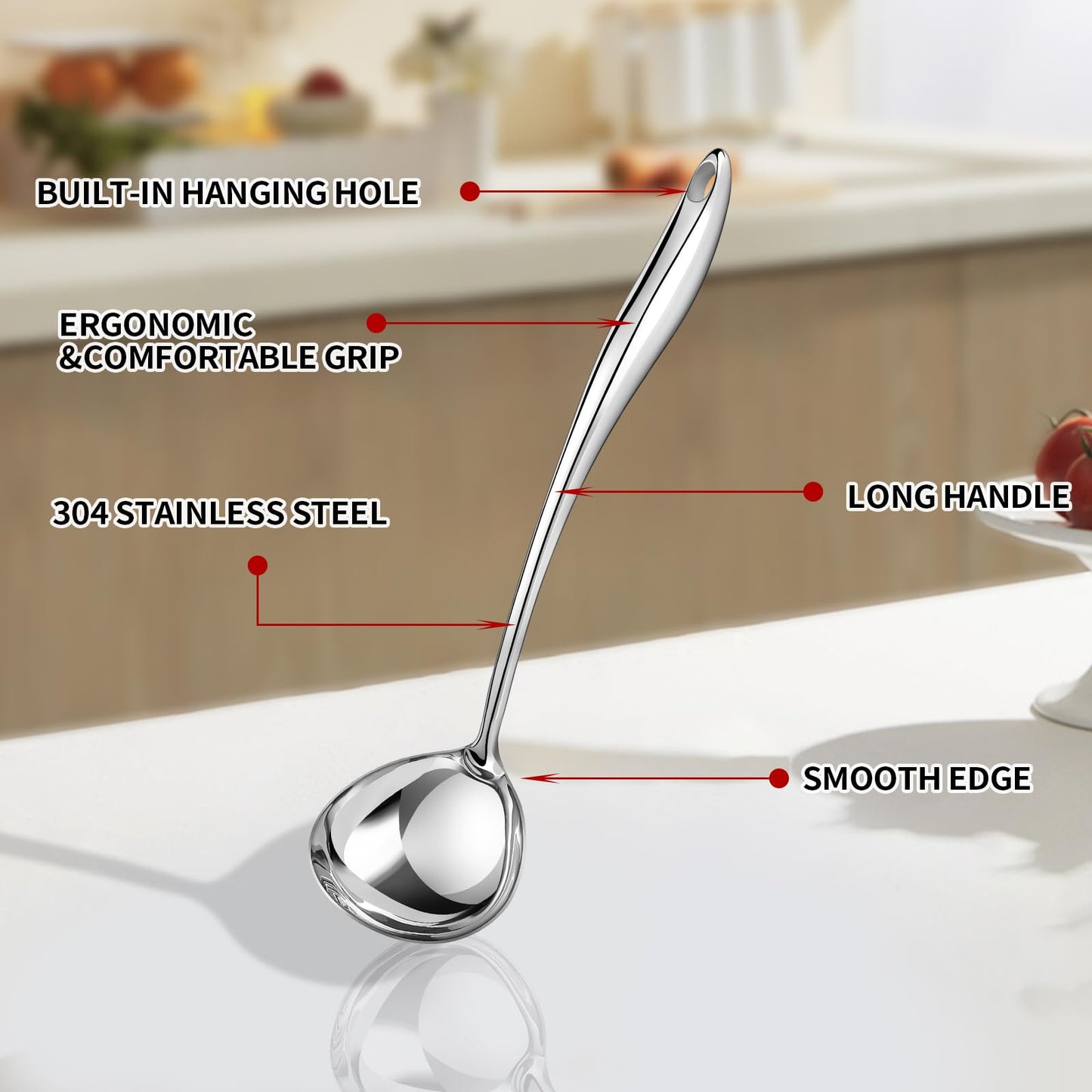 Kitchen Utensil Set, 304 Stainless Steel 6 Pcs Cooking Utensils Set with Spatula, Solid Spoon, Ladle, Skimmer, Spaghetti Spoon,Dishwasher Safe
