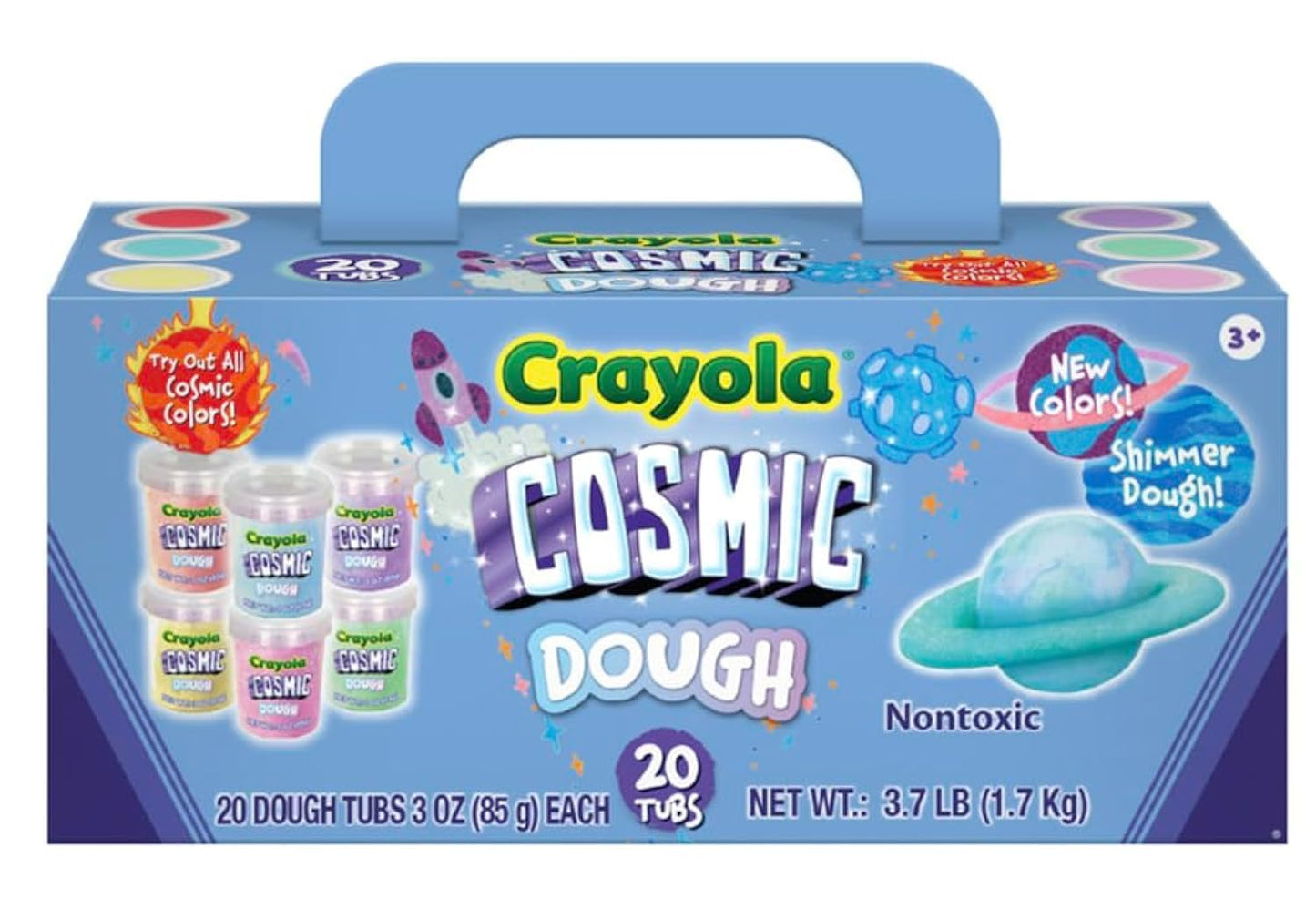 Crayola Cosmic Playdough Set | 20 Tubs (3oz) Sparkly Modeling Clay for Kids in 6 Colors | Non Toxic Play Dough Bulk Pack for Toddler Crafts, Kids Activities, Classroom Supplies & Party Favors