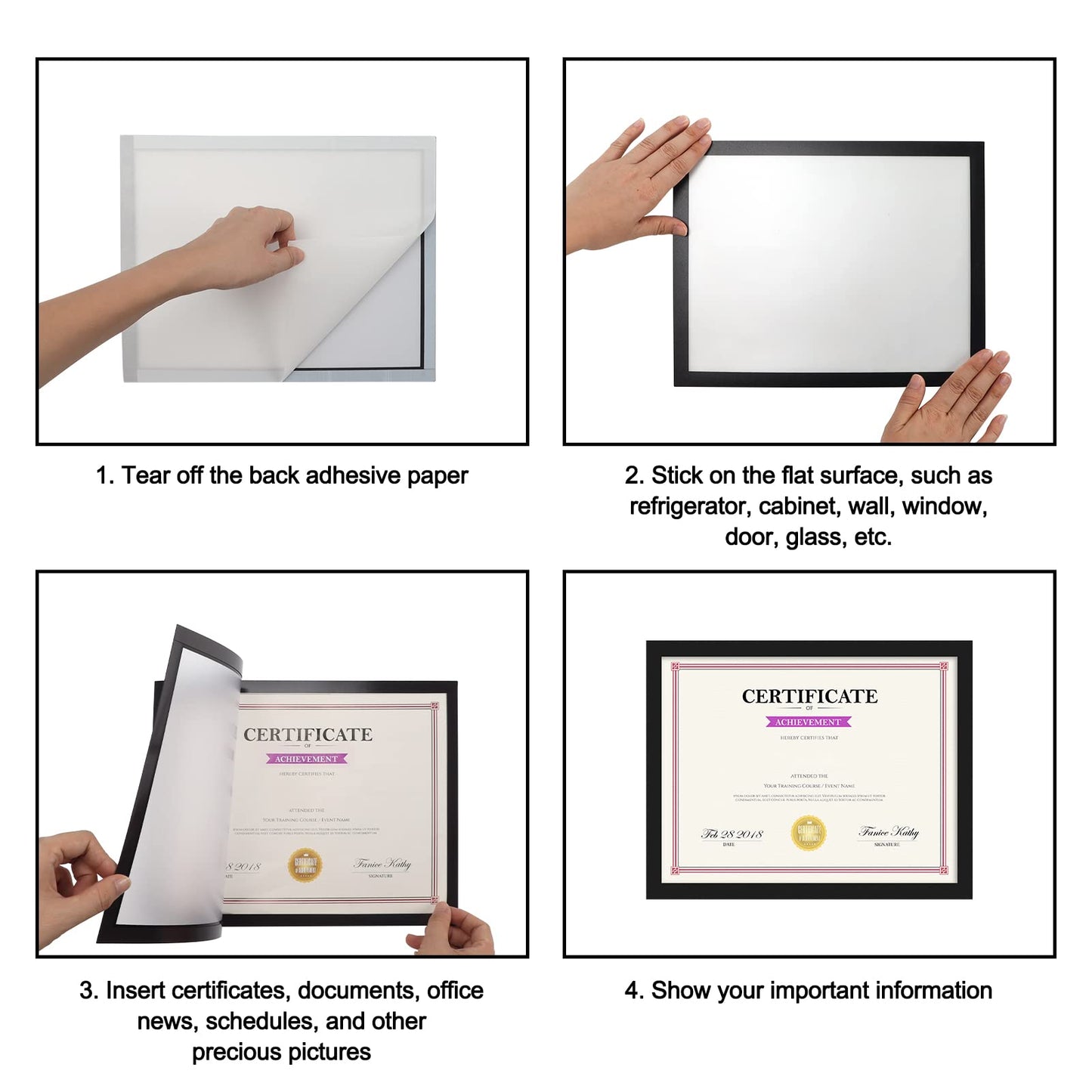Hoikwo Bulk 8.5x11 Magnetic Picture Frames, 30 Packs Self-Adhesive Business Sign Holder Paper Holder for Memo Document Certificate Frames for Refrigerator Glass Door