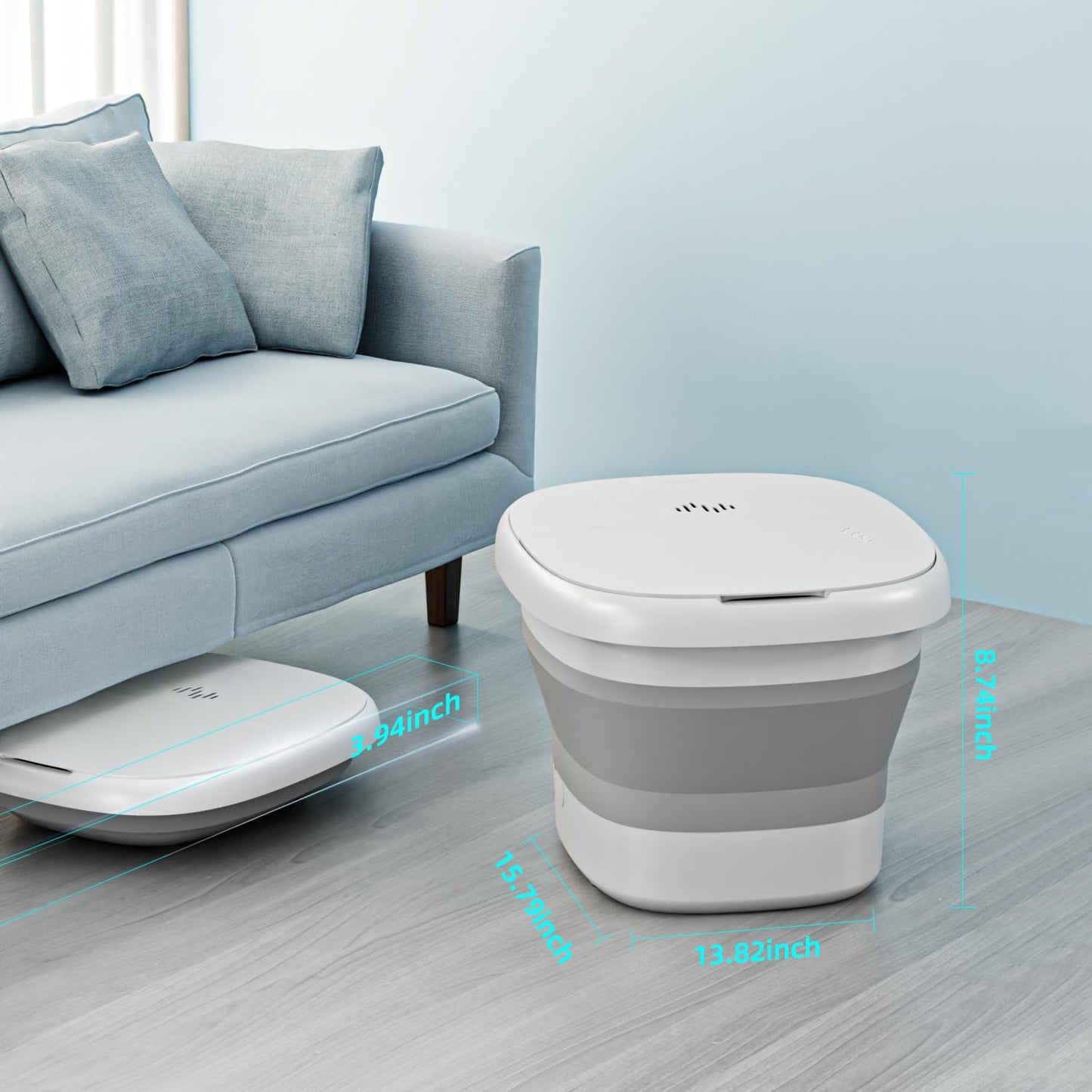 Collapsible Foot Spa Massage with Water and Electricity Separation System,Foot Bath with Three Level Temperature Control,Bubble,Remote,Red Light,Timer,and Four Set Non-Electric Massage Rolls