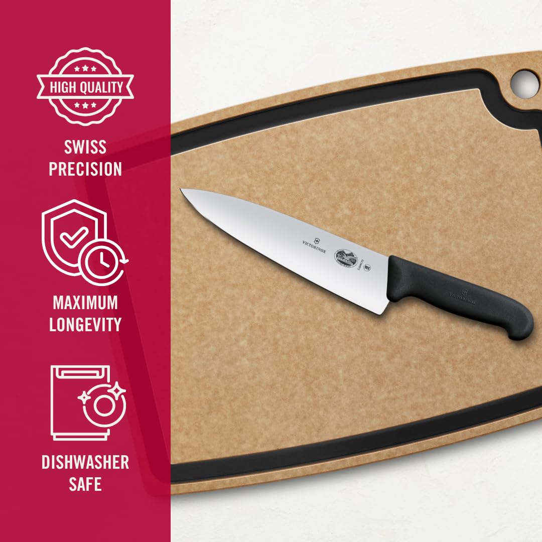 Victorinox Fibrox Chef's Knife, 8" Straight Extra Wide Blade, Black