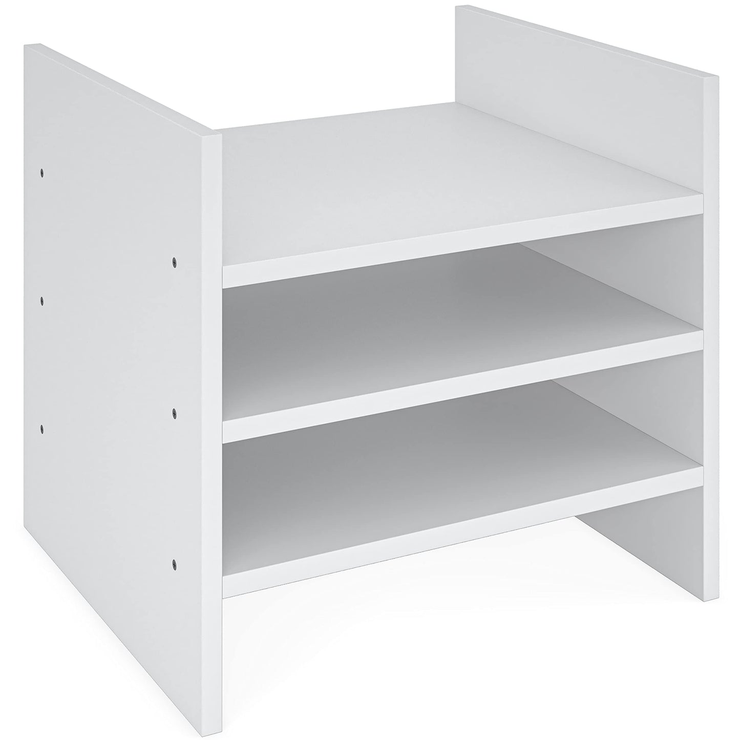 Ballucci 4-Tier Paper Sorter and File Organizer for Desk, Wood Mail Sorter, Fits into IKEA Kalax and ClosetMaid Cube Storage Shelves, Paper Tray, Mail Holder Stand for Classroom, Office, White