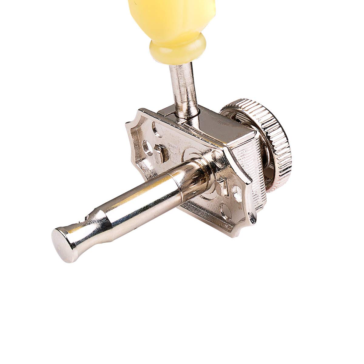 Musiclily Pro 3L+3R Vintage Guitar Locking Tuners Guitar Tuning Pegs Keys Machine Heads Set Replacement for Les Paul LP SG Style Electric or Folk Acoustic Guitar, Nickel with Cream Keystone Button