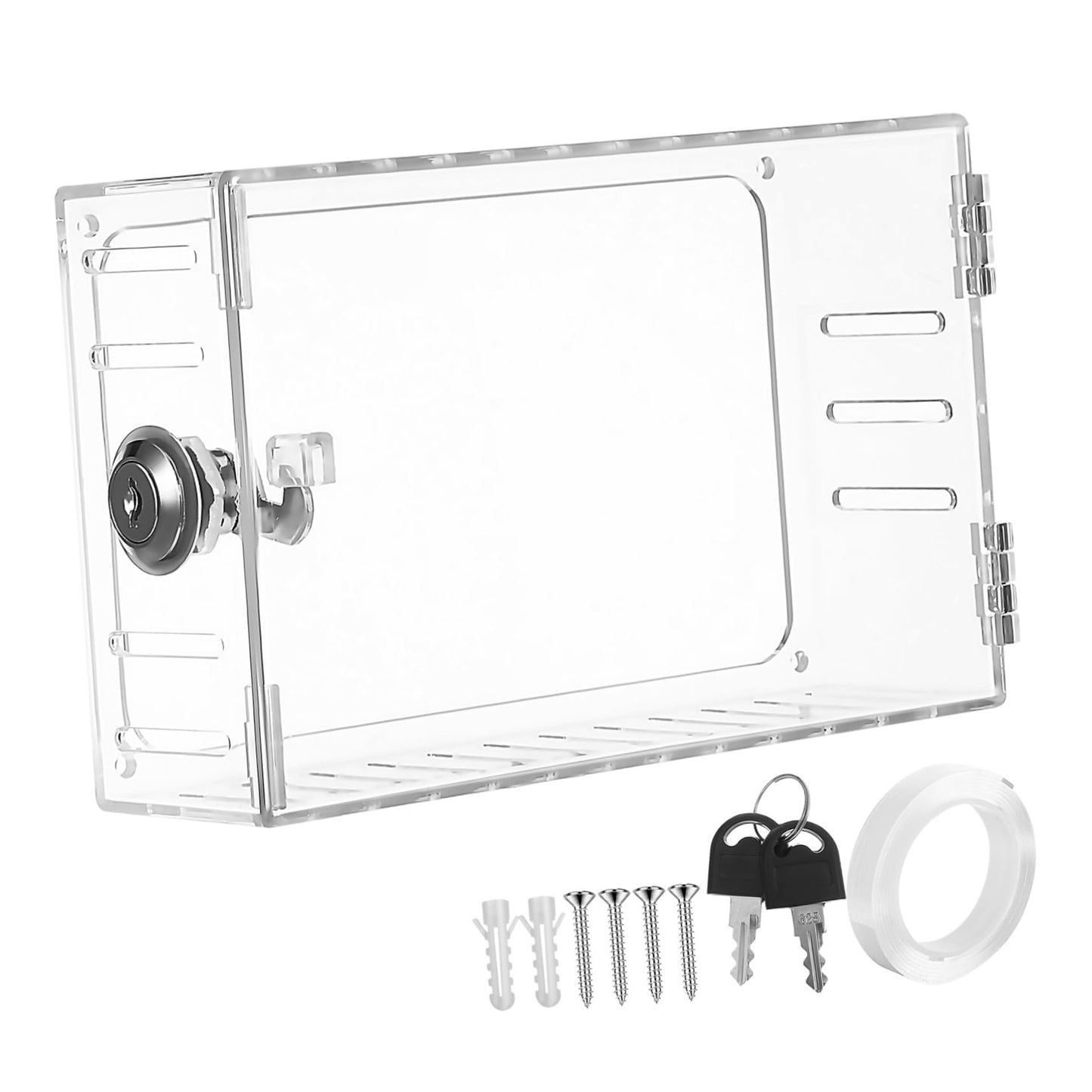 Angoily 3PCS Thermostat Cover with Key, Coverage Door Wall Protector Outdoor Transparent Plastic Nest Thermostat Protectivefor Home