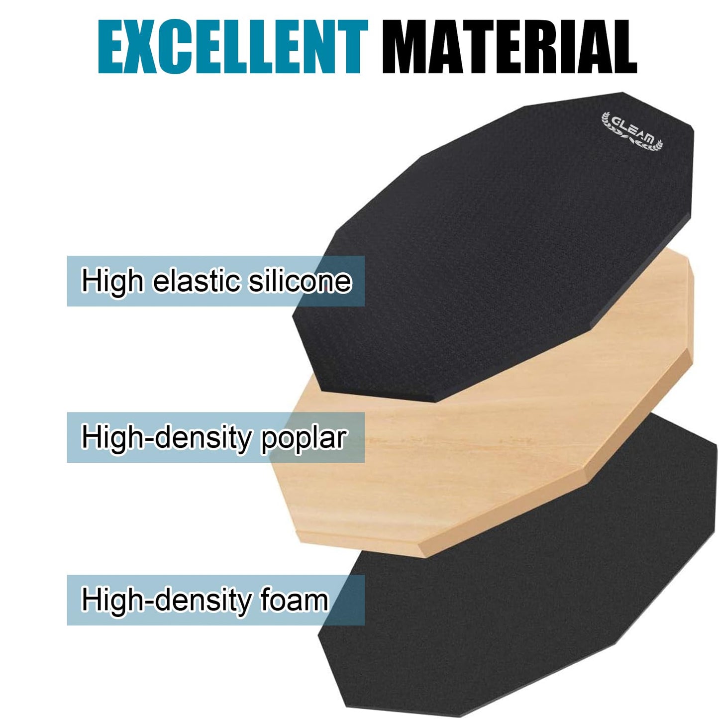 GLEAM Drum Practice Pad with Iron Drum Stand Set, 12-Inch Silent Practice Pad Kit with Drum Sticks, Drumstick Holder, Suitable for Beginners, Black