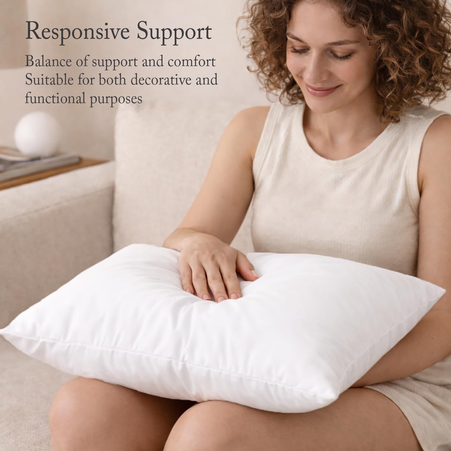 puredown® Throw Pillow Inserts 22 x 22 (Pack of 2, White), Big Throw Pillows for Floor, Couch, Bed, Machine Washable